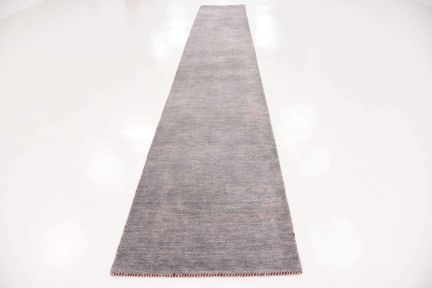 Unique Loom Solid Gava Solid Gava Rug Gray 2' 7" x 16' 5" Runner Solid Comfort Perfect For Bathroom Hallway Mud Room Laundry Room