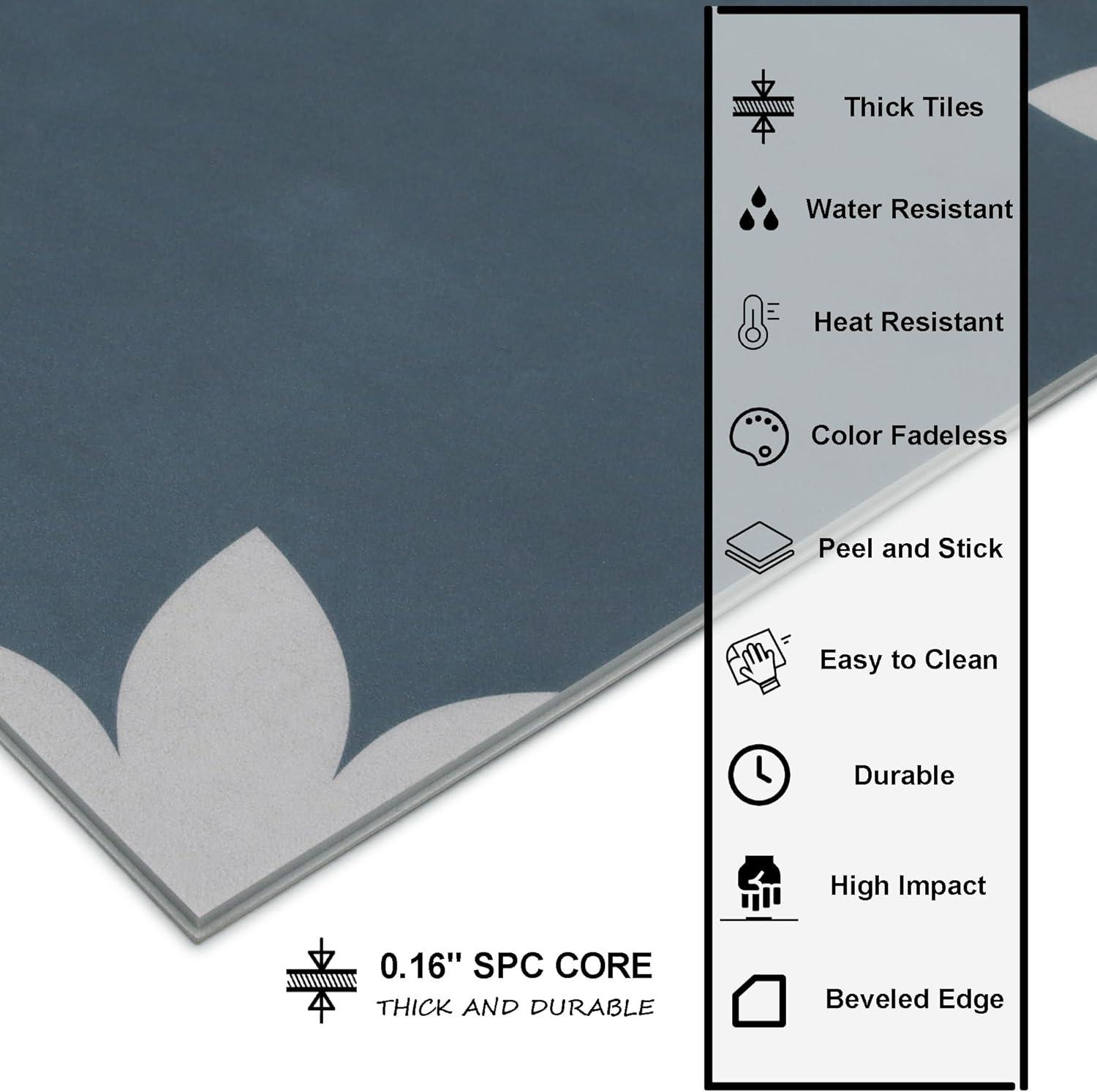9'' x 9'' x 4mm SPC Peel & Stick Floor Tile Luxury Vinyl Flooring