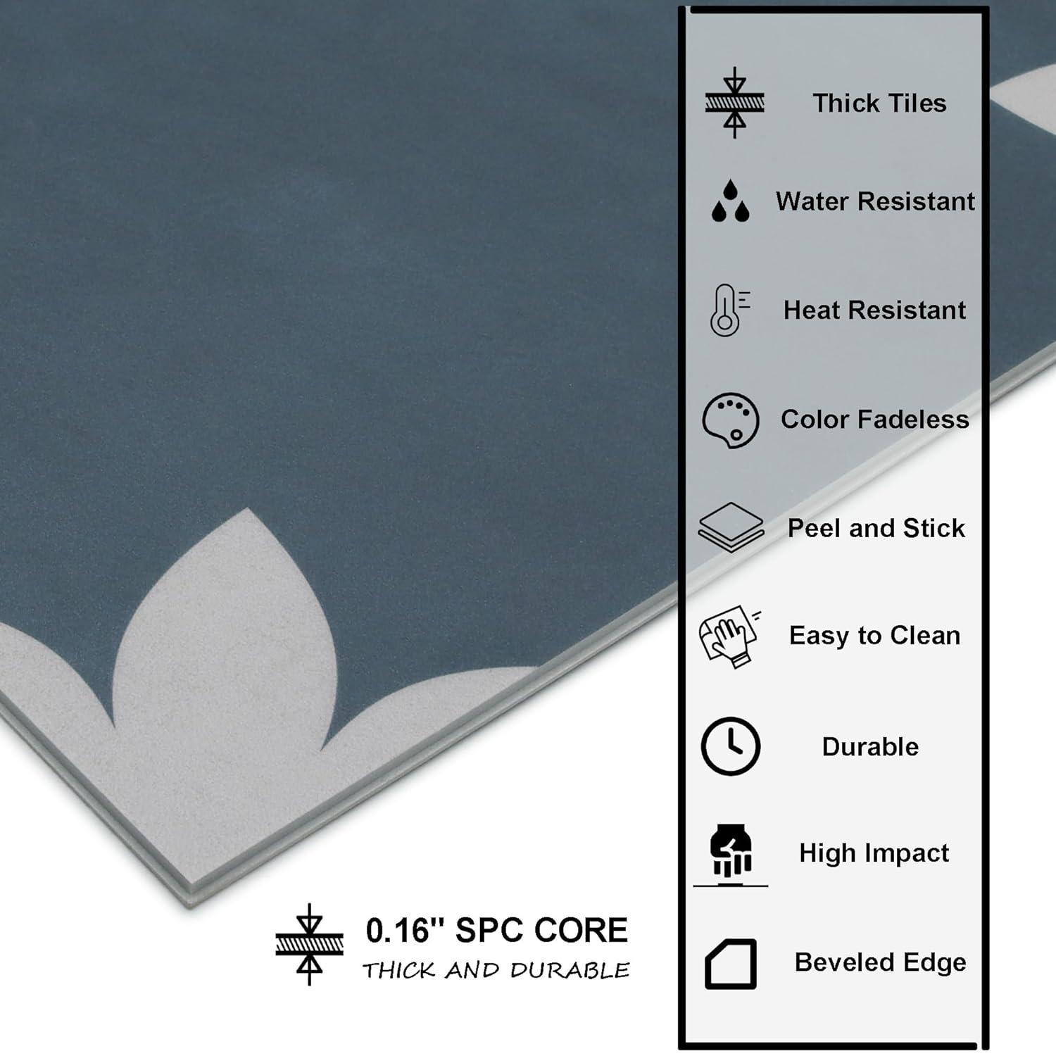 Sunwings 9'' x 9'' x 4mm SPC Peel & Stick Floor Tile Luxury Vinyl Flooring