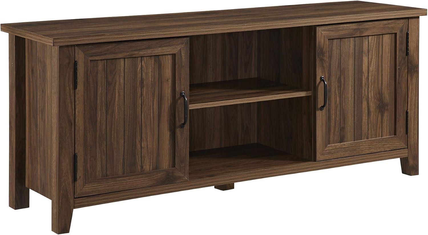 Dark Walnut 58" TV Stand with Cabinet and Storage