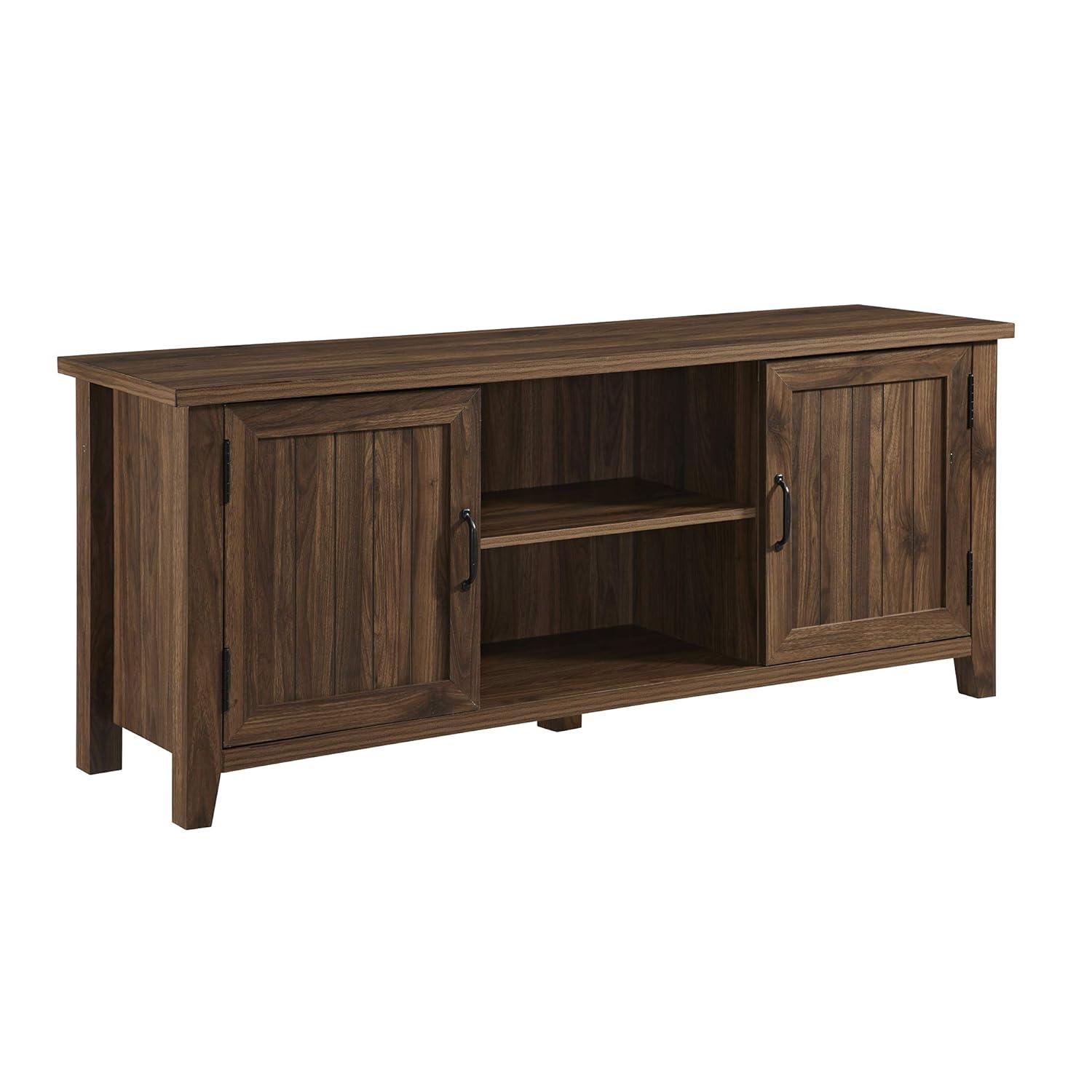 Dark Walnut 58" TV Stand with Cabinet and Storage