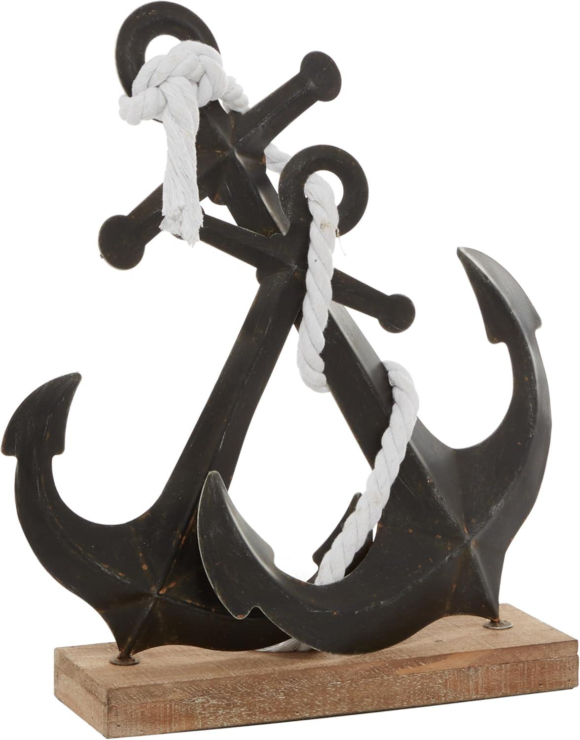 15" x 16" Black Metal Anchor Sculpture, by DecMode