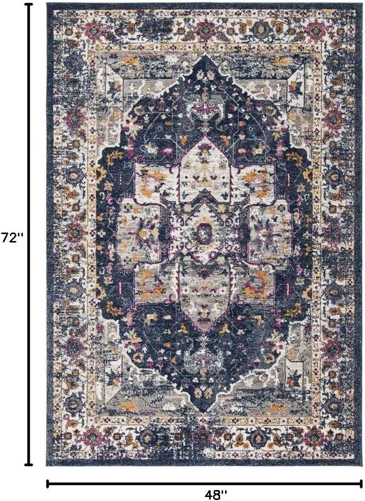 Evoke EVK275 Power Loomed Area Rug - Navy/Grey - 4'x6' - Safavieh.