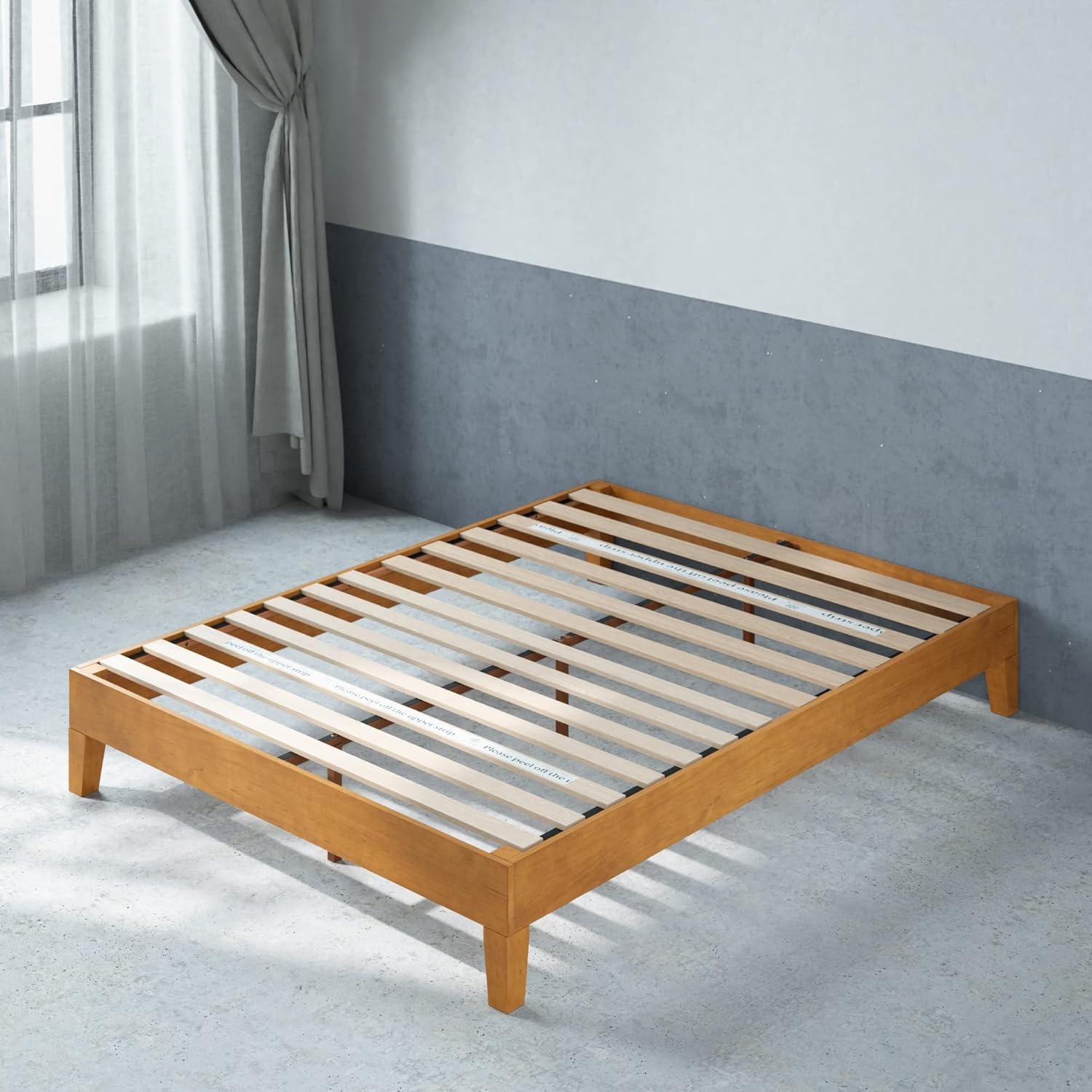 ZINUS Alexis Deluxe Wood Platform Bed Frame / Solid Wood Foundation / No Box Spring Needed / Wood Slat Support / Easy Assembly, Rustic Pine, King