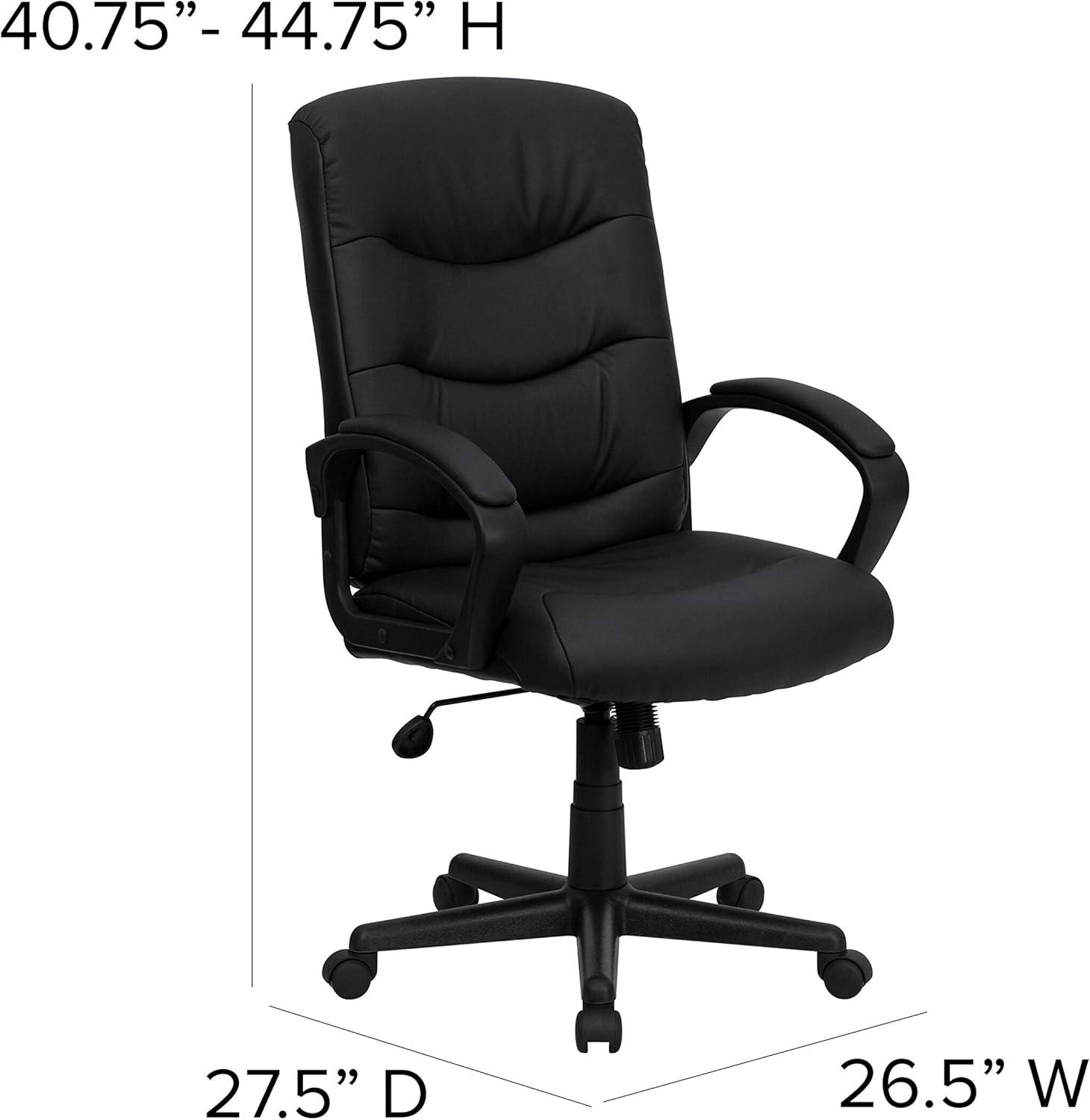 Flash Furniture Chelsea Mid-Back Black LeatherSoft Executive Swivel Office Chair with Three Line Horizontal Stitch Back and Arms