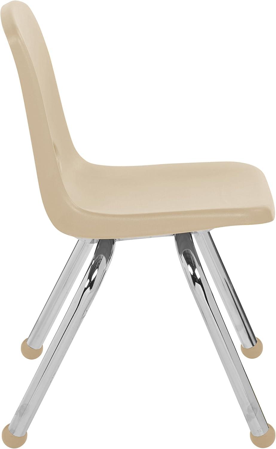 Sand Beige 12" Stackable School Chairs with Chromed Steel Legs - 6 Pack