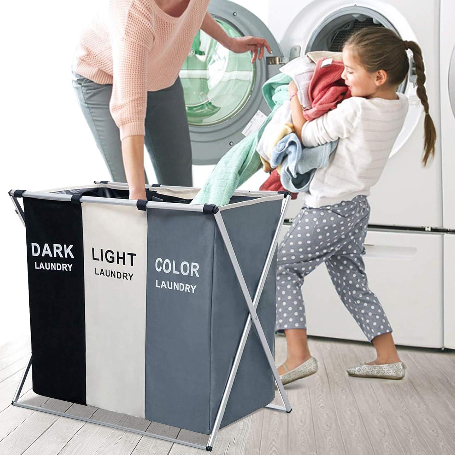 Multicolor Foldable Laundry Hamper with Aluminum Frame