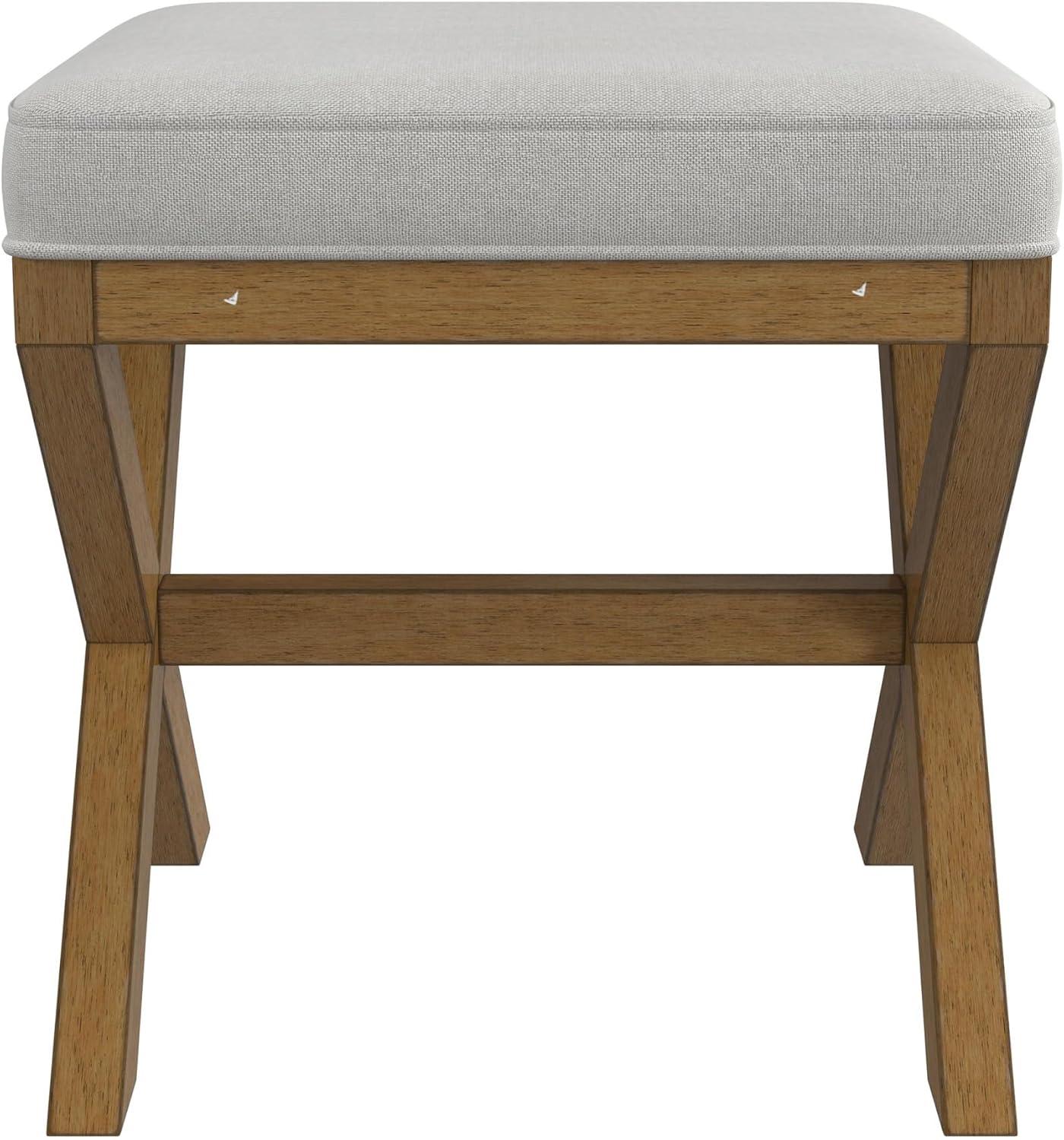 Hillsdale Furniture 18.5" Somerset Backless Wood Vanity Stool Fog: Padded Ottoman Bench, Polyester Upholstery