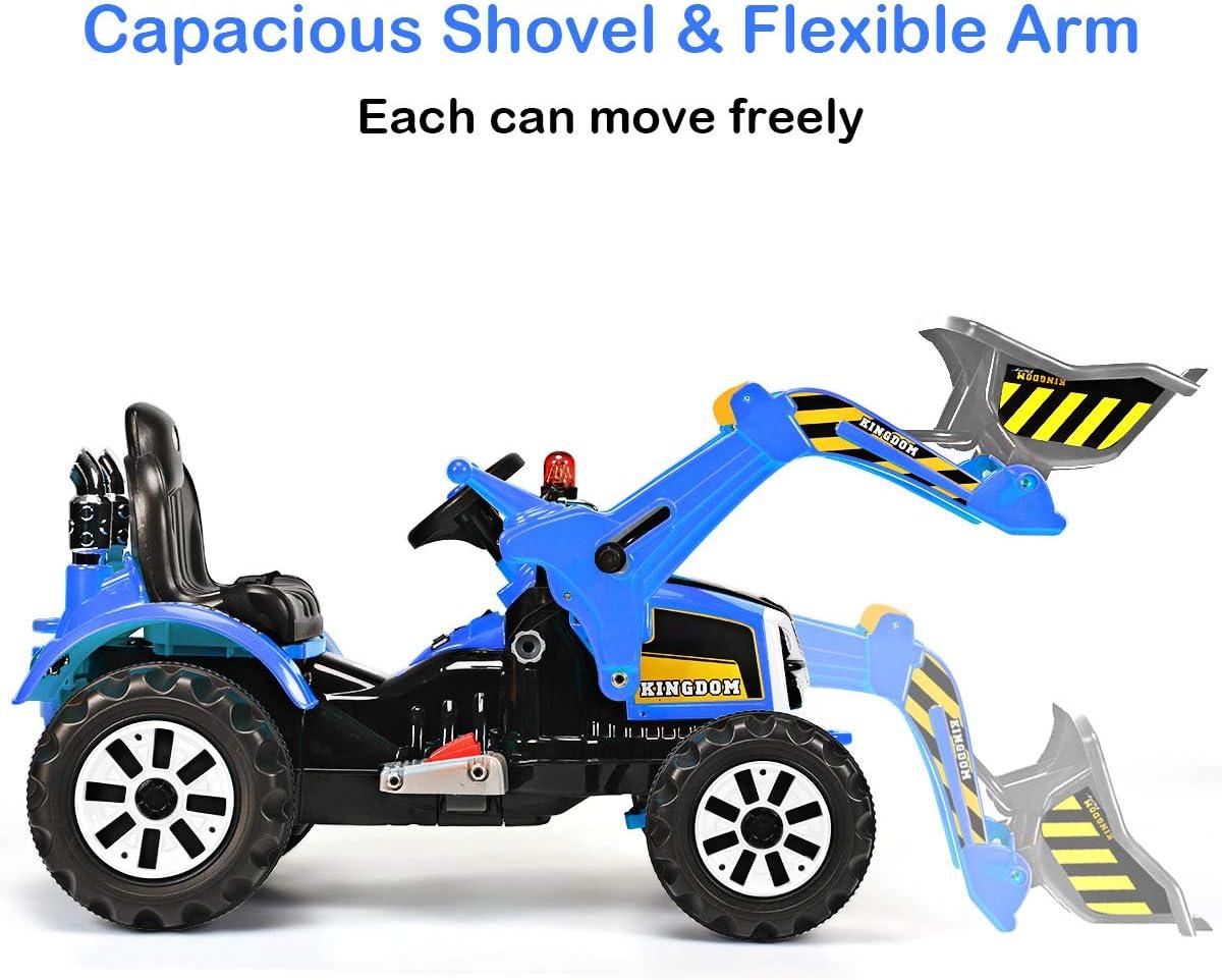 Blue 12V Kids Ride-On Tractor with Front Loader
