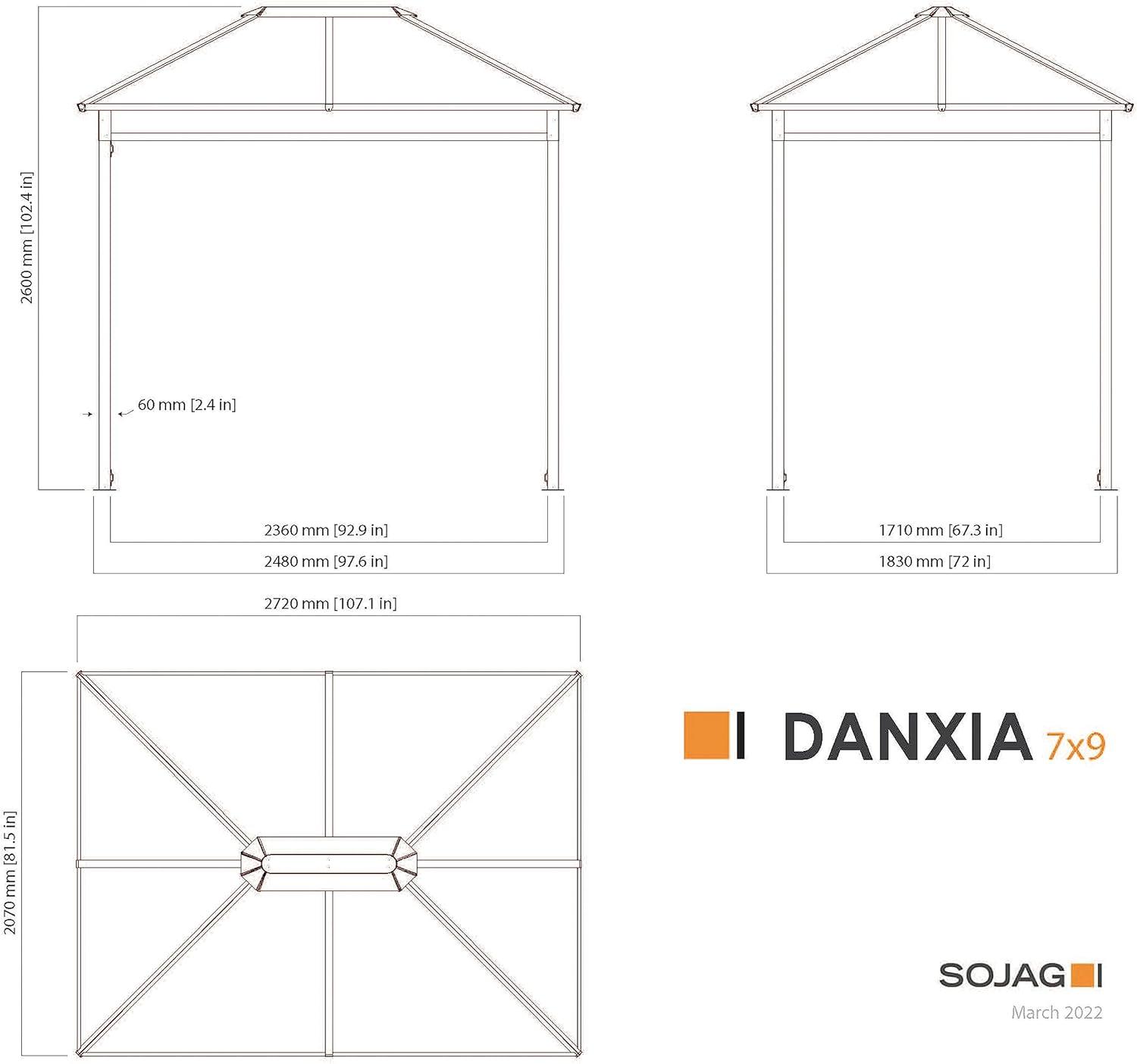 Danxia Black Steel and Polycarbonate 7x9 Ft Gazebo