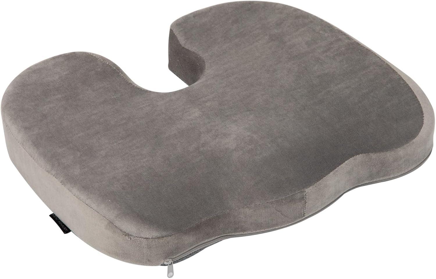 Mind Reader Seat Cushion, Cushioned Memory Foam Back Relief, Pressure Relief for Lower Back, Non-Slip Orthopedic Ergonomically Cushion, Perfect for Office, Home, Car & More, Gray