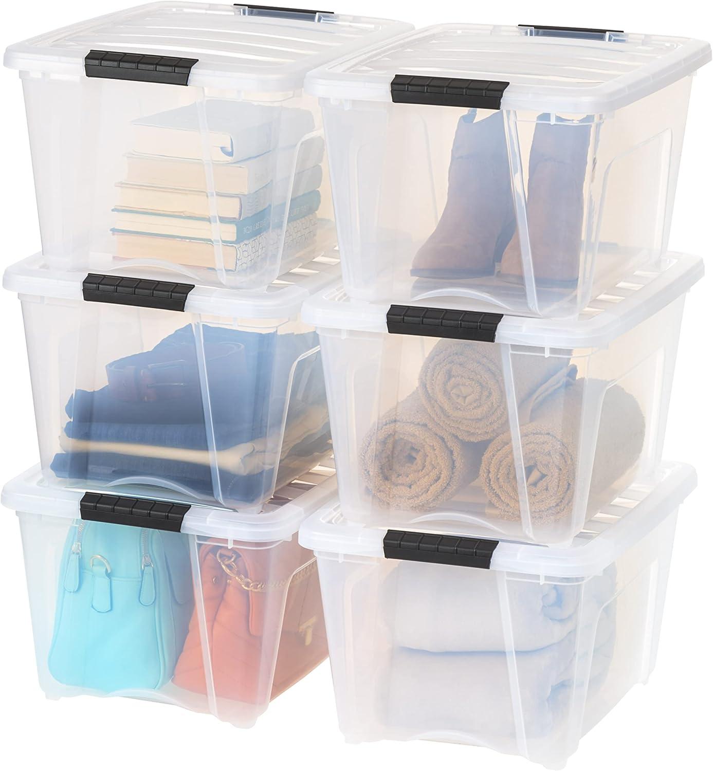 32qt Plastic Storage Bins with Lids and Secure Latching Buckles - 6 Pack