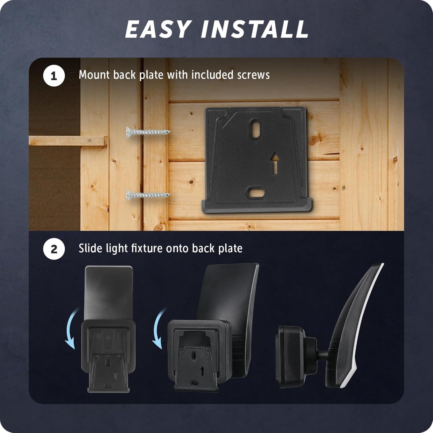 Black and White Rectangular LED Battery Powered Security Flood Light