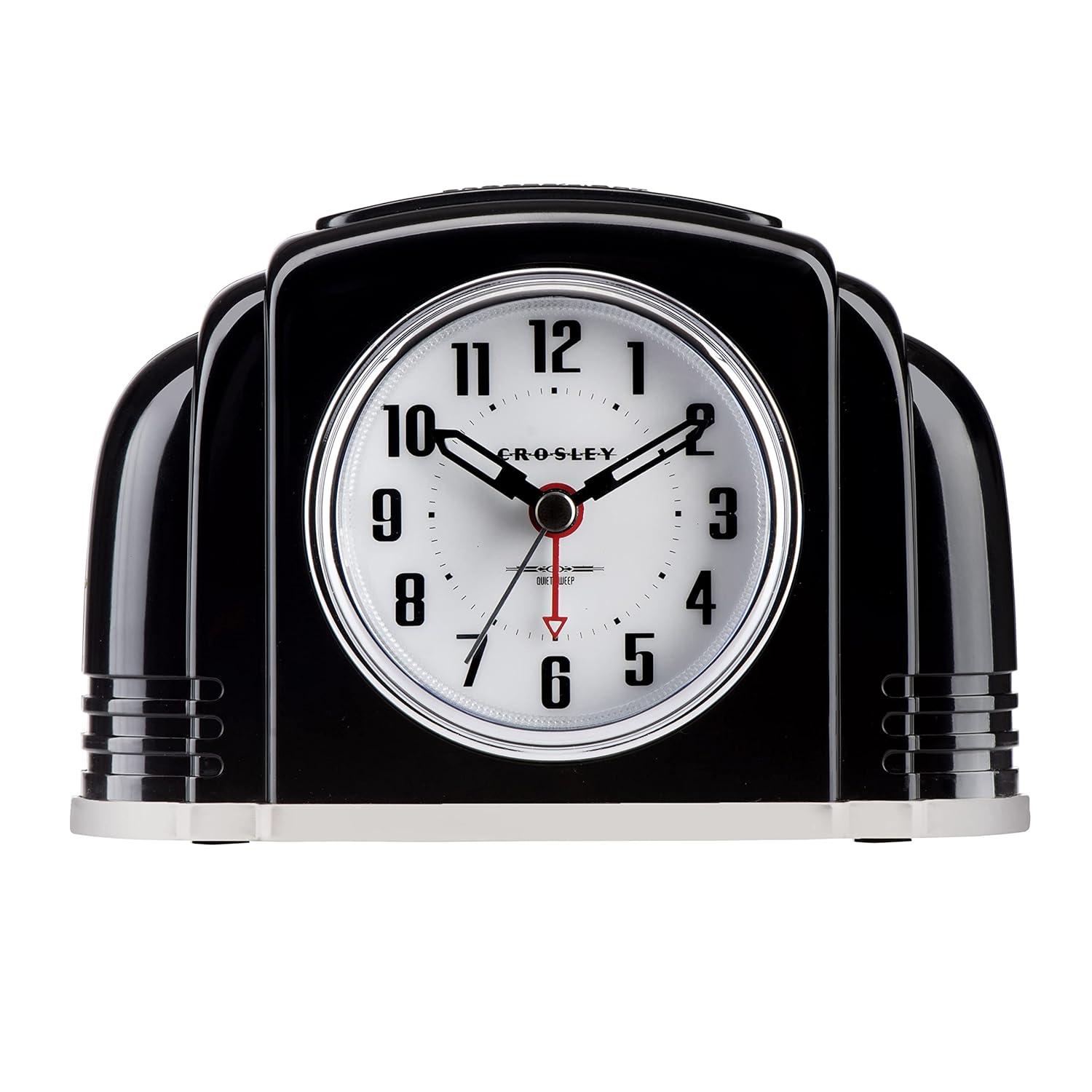 Crosley Analog Quartz Movement / Crystal Tabletop Clock with Alarm in Black