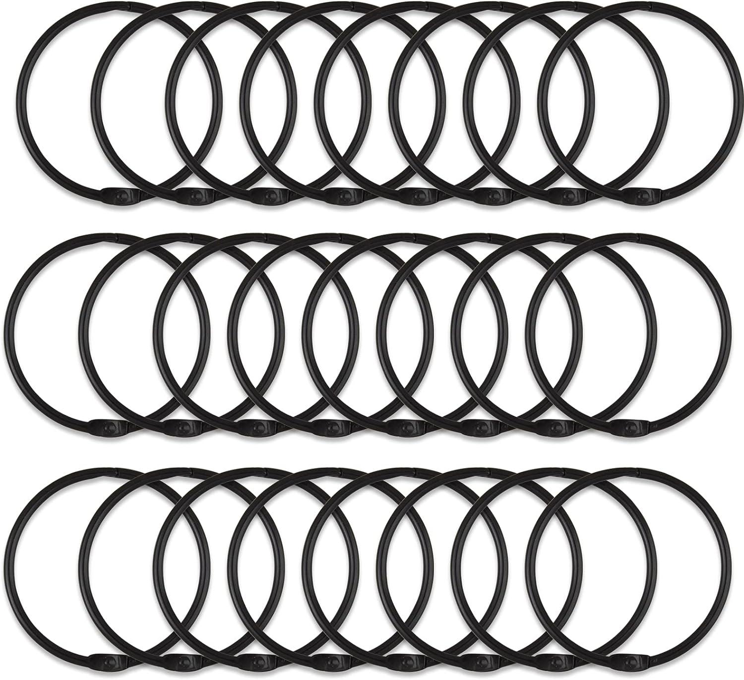 24 Pack Black Metal Round Shower Curtain Rings