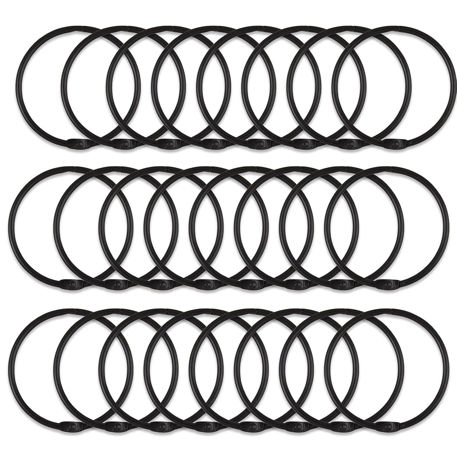 Dznils Rustproof Round Metal Shower Curtain Hooks Rings, Black, Set of 24
