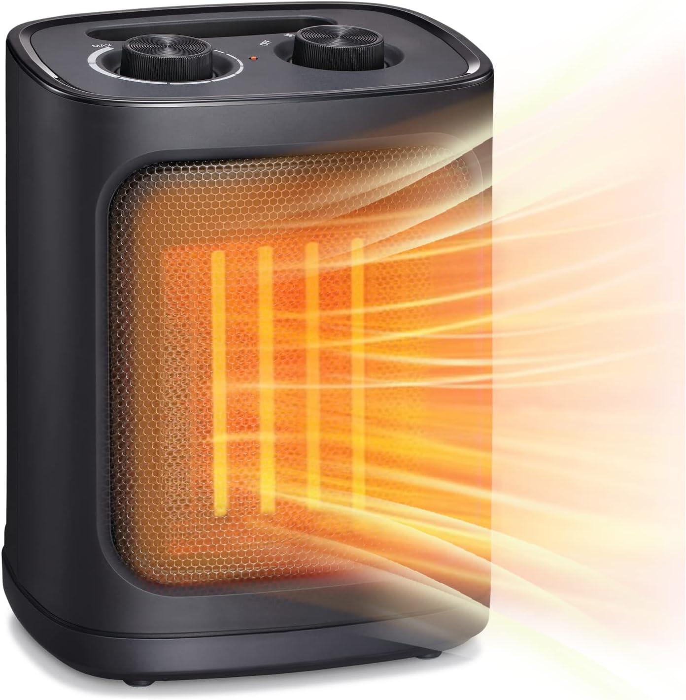 Black Ceramic Electric Space Heater with Thermostat