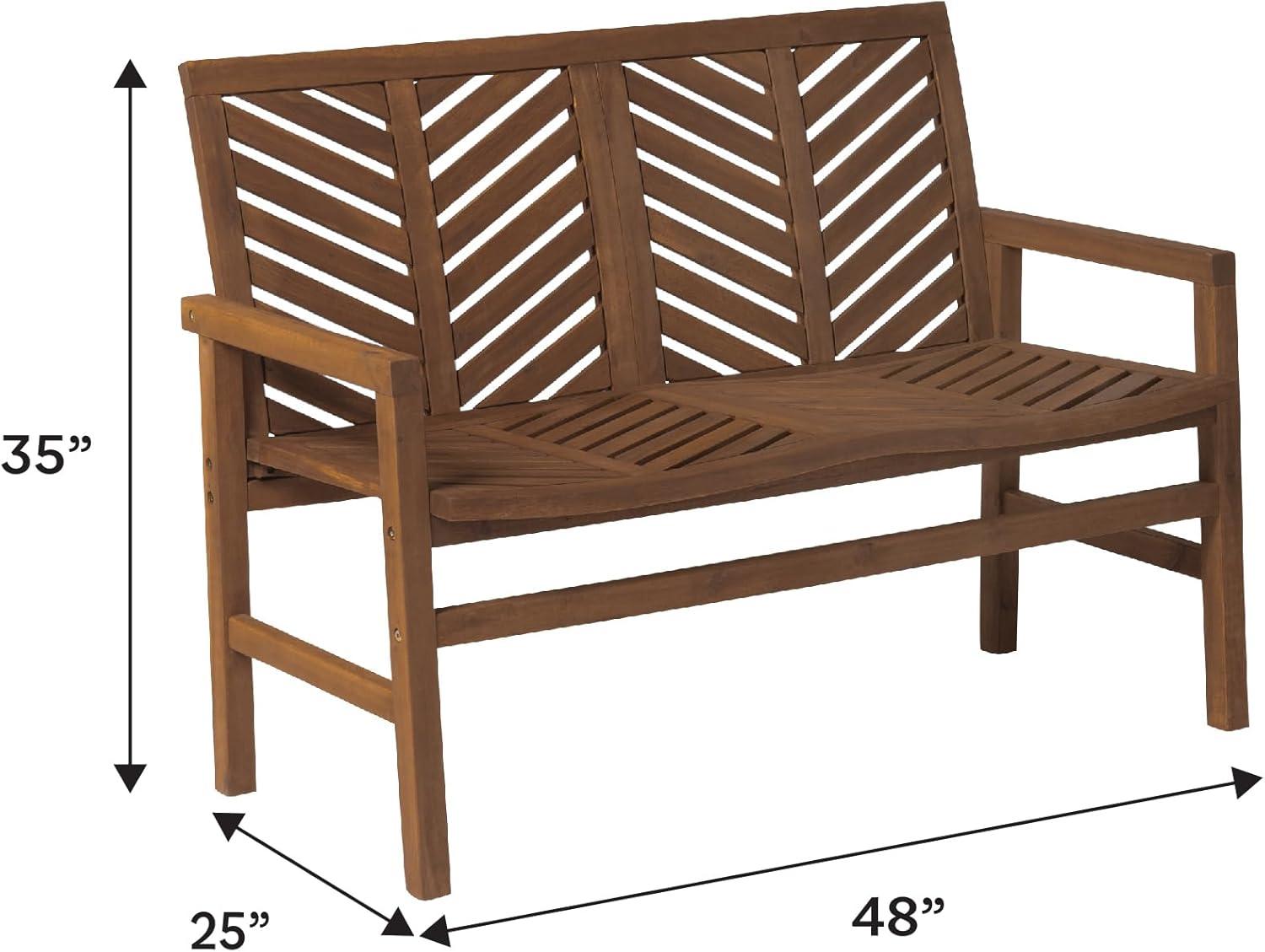 WE Furniture 48" Chevron Inspired Design Patio Wood Love Seat