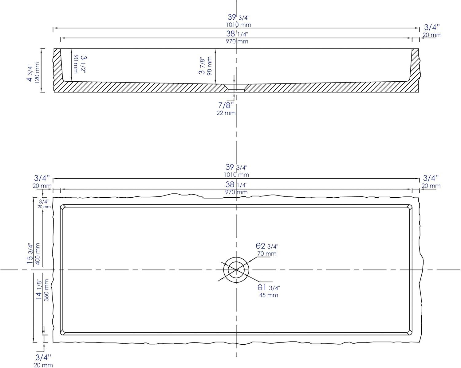 Alfi Brand 15.6'' Concrete Rectangular Bathroom Sink