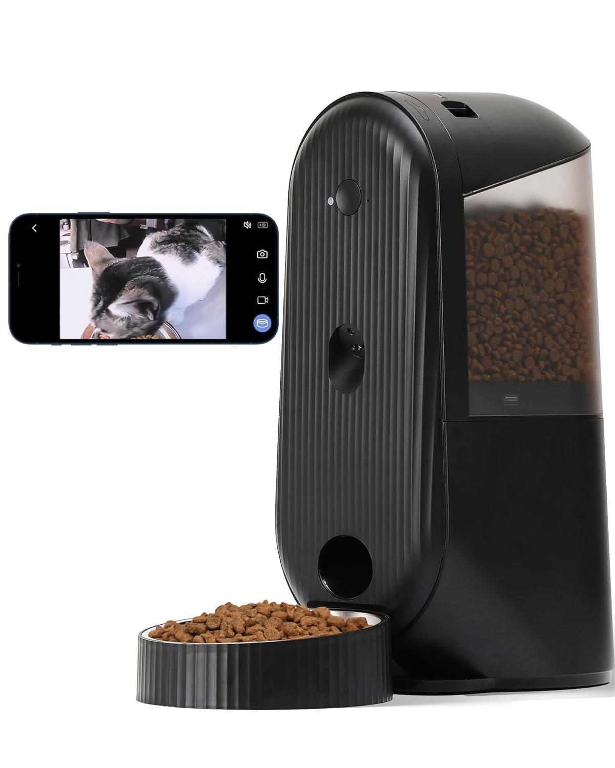 Automatic Cat Feeder, 2 In 1 Automatic Pet Feeders With Camera And Audio, Support DIY Meals And Timed Control Wifi Cat Food Dispenser, Suit For Cat And Dog