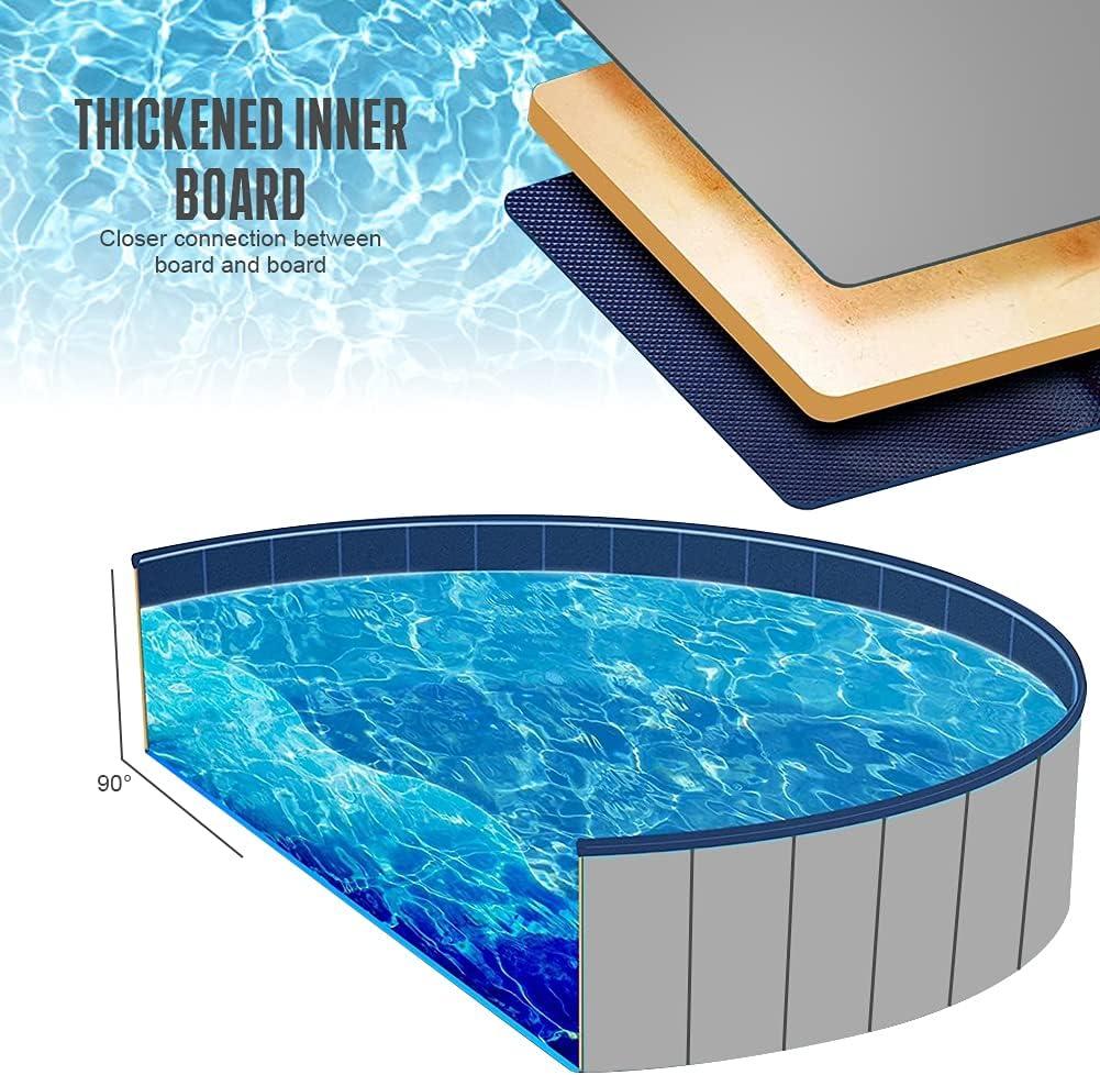 63" Foldable Gray PVC and MDF Round Pool