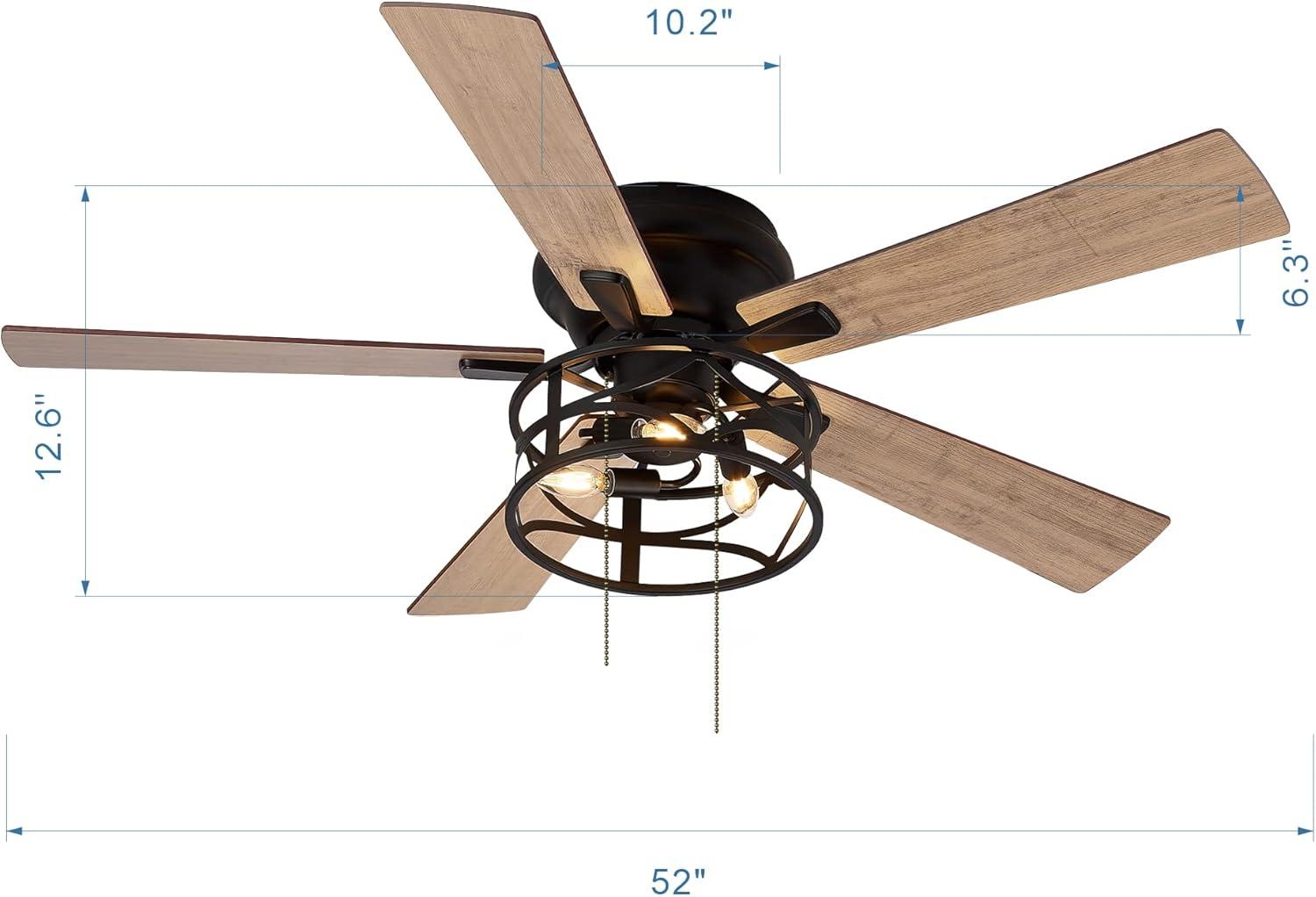 52-IN Black Ceiling Fan with Light Kit(5 blade)