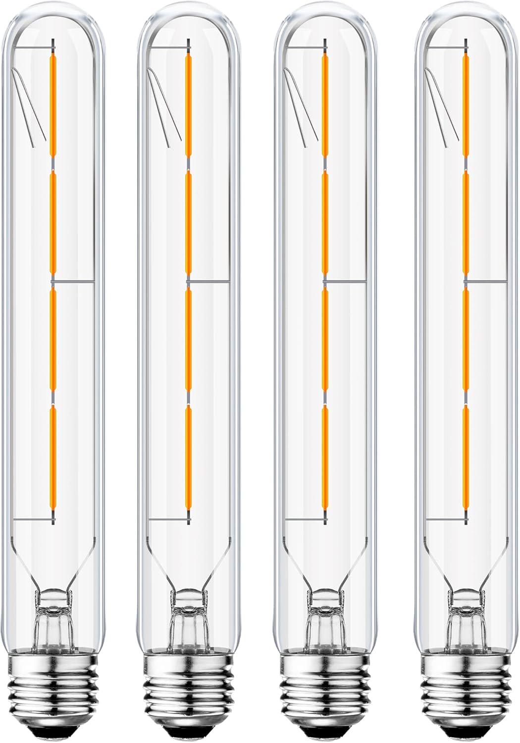 E26 LED Tubular Bulbs,Soft White 3000K,T10 Dimmable LED Bulb,8.9in Tube Edison Light Bulbs 4W Dimmable Tube Vintage Led Bulbs 40 Watt Equivalent,E26 Medium Base Lamp (4-Pack)