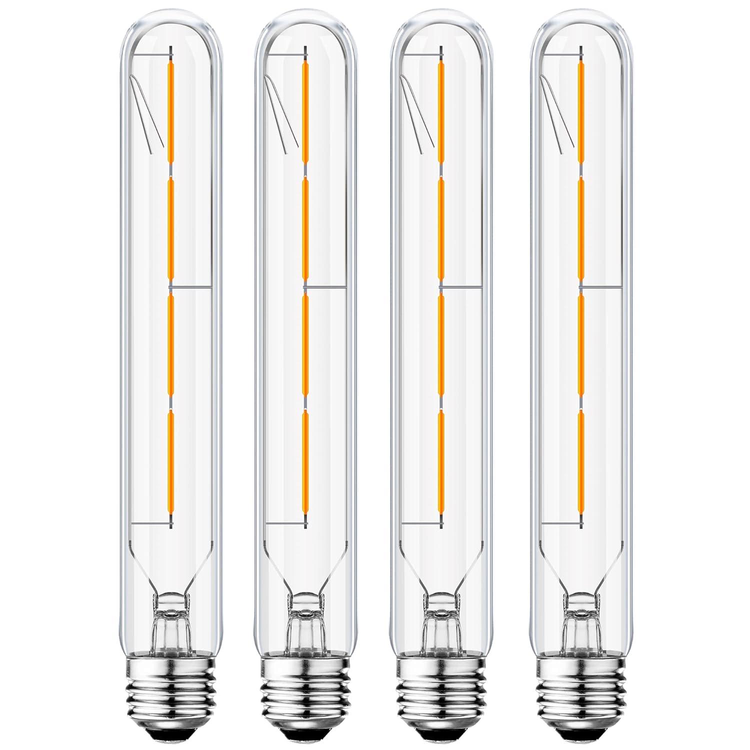 E26 LED Tubular Bulbs,Soft White 3000K,T10 Dimmable LED Bulb,8.9in Tube Edison Light Bulbs 4W Dimmable Tube Vintage Led Bulbs 40 Watt Equivalent,E26 Medium Base Lamp (4-Pack)