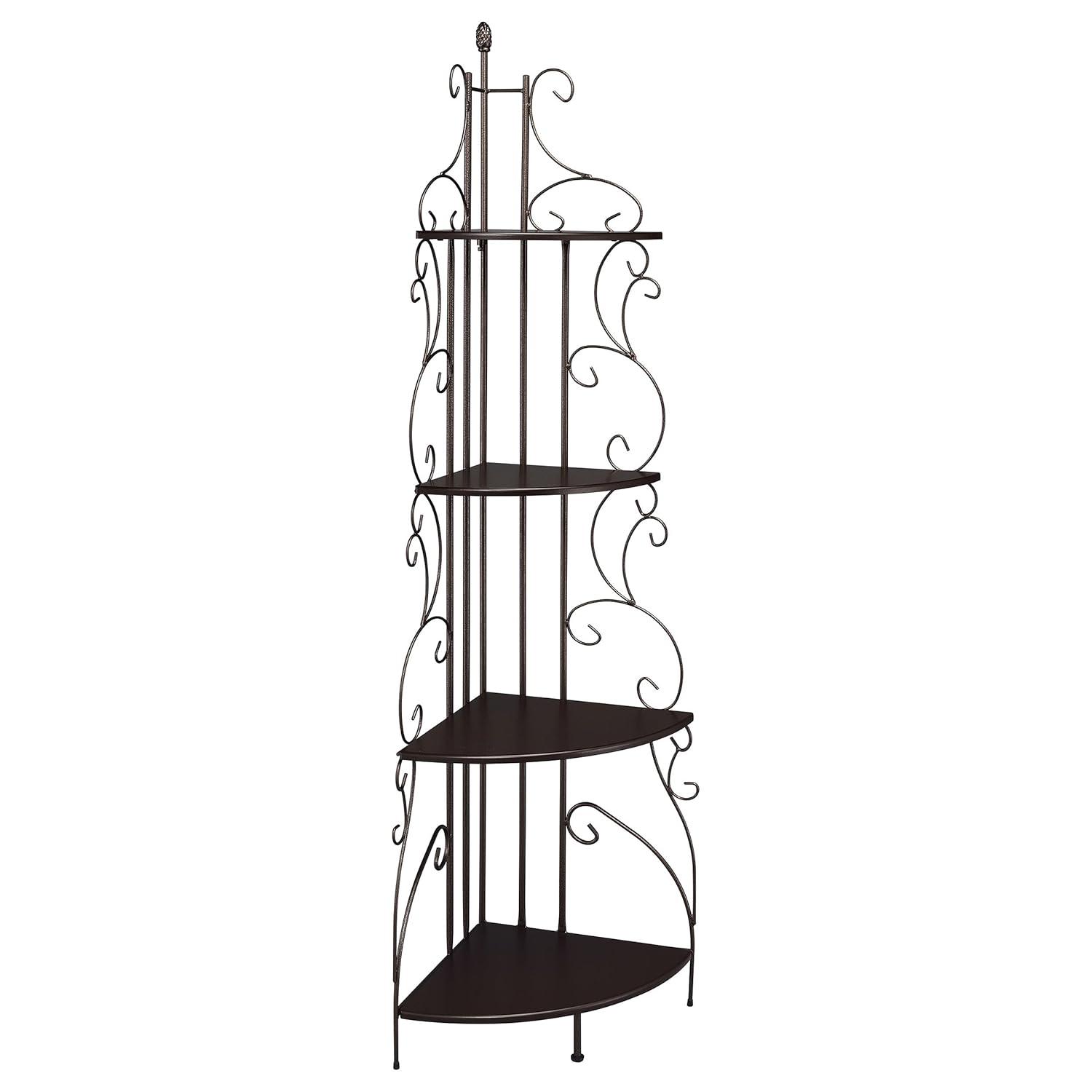 Coaster 4 Shelves Traditional Metal Corner Bookcase in Copper