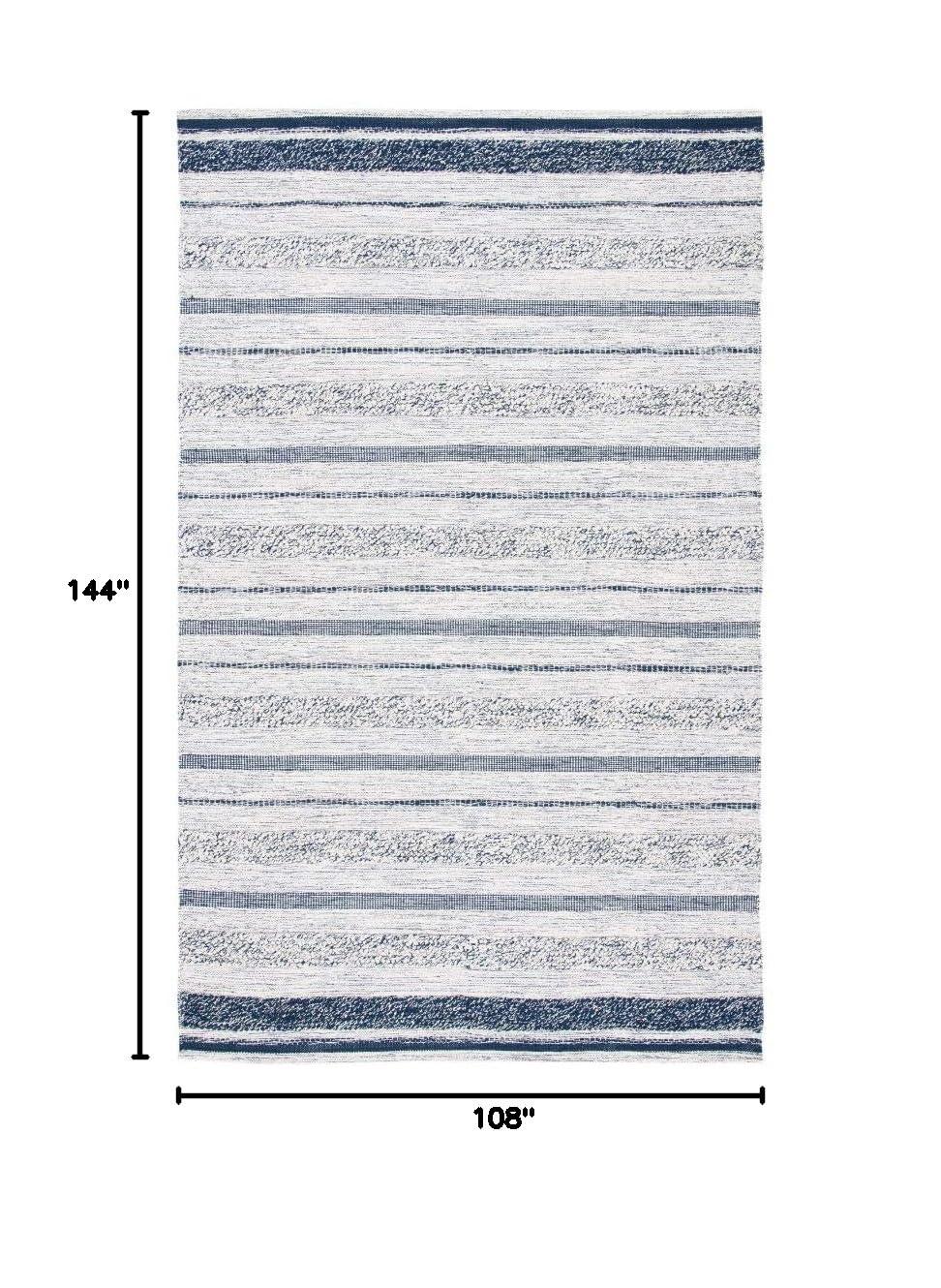 SAFAVIEH Striped Kilim Rada Striped Cotton Area Rug, Ivory/Navy, 9' x 12'