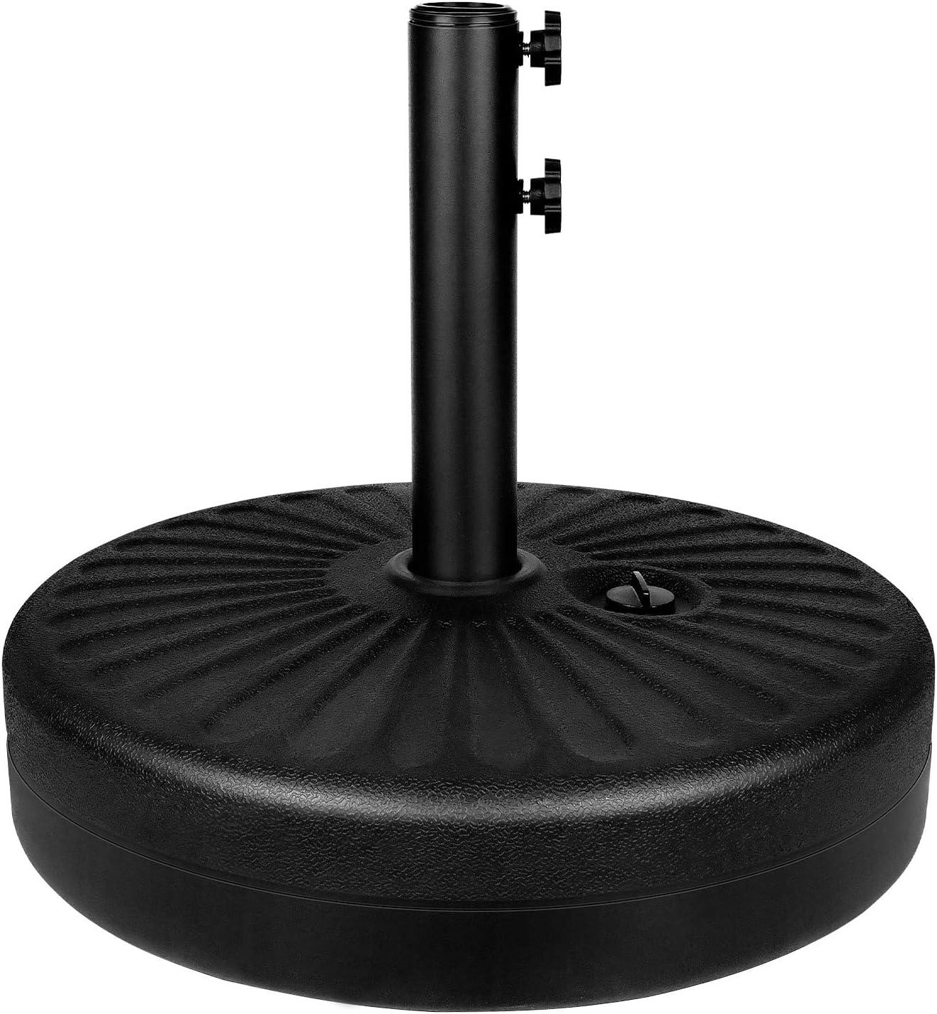 Heavy Duty Black Round Patio Umbrella Base Stand with Adjustable Knobs