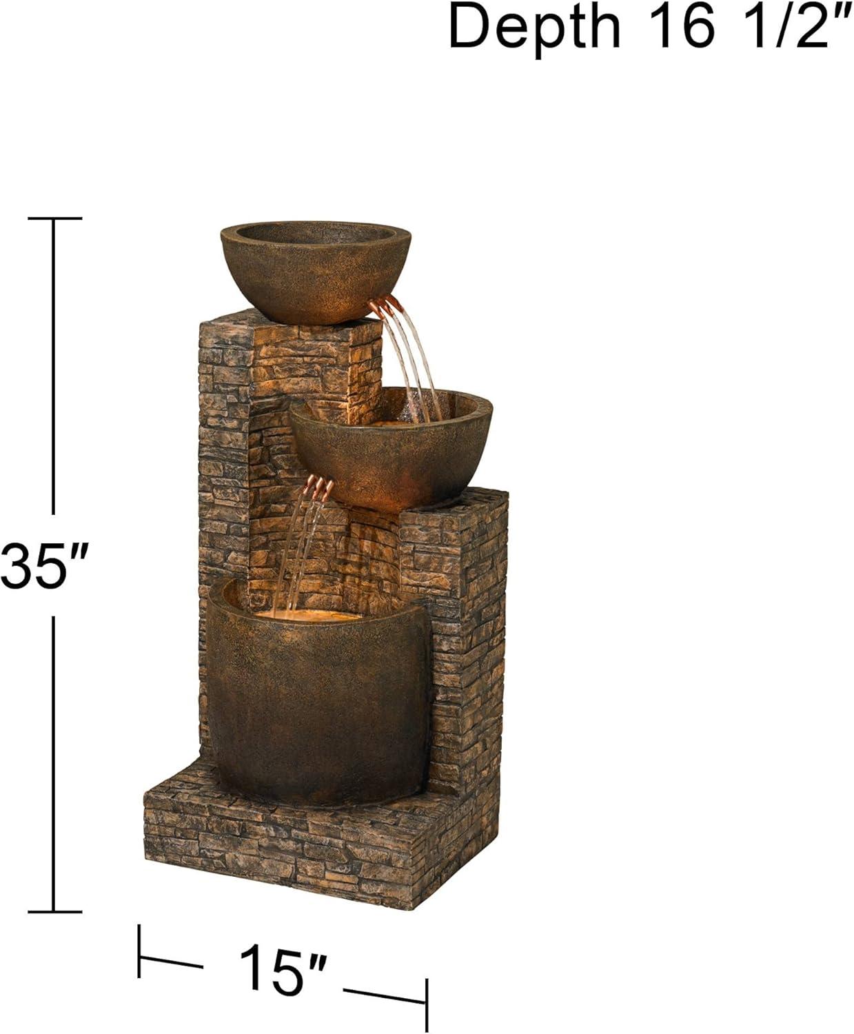 Mason Rustic Faux Stone LED Floor Fountain