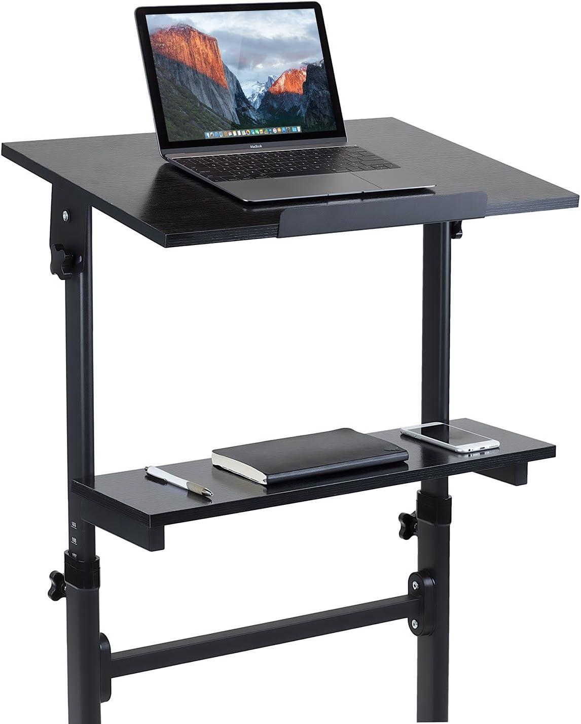 Mount-It! Height Adjustable Mobile Stand Up Desk, Portable Podium and Presentation Lectern