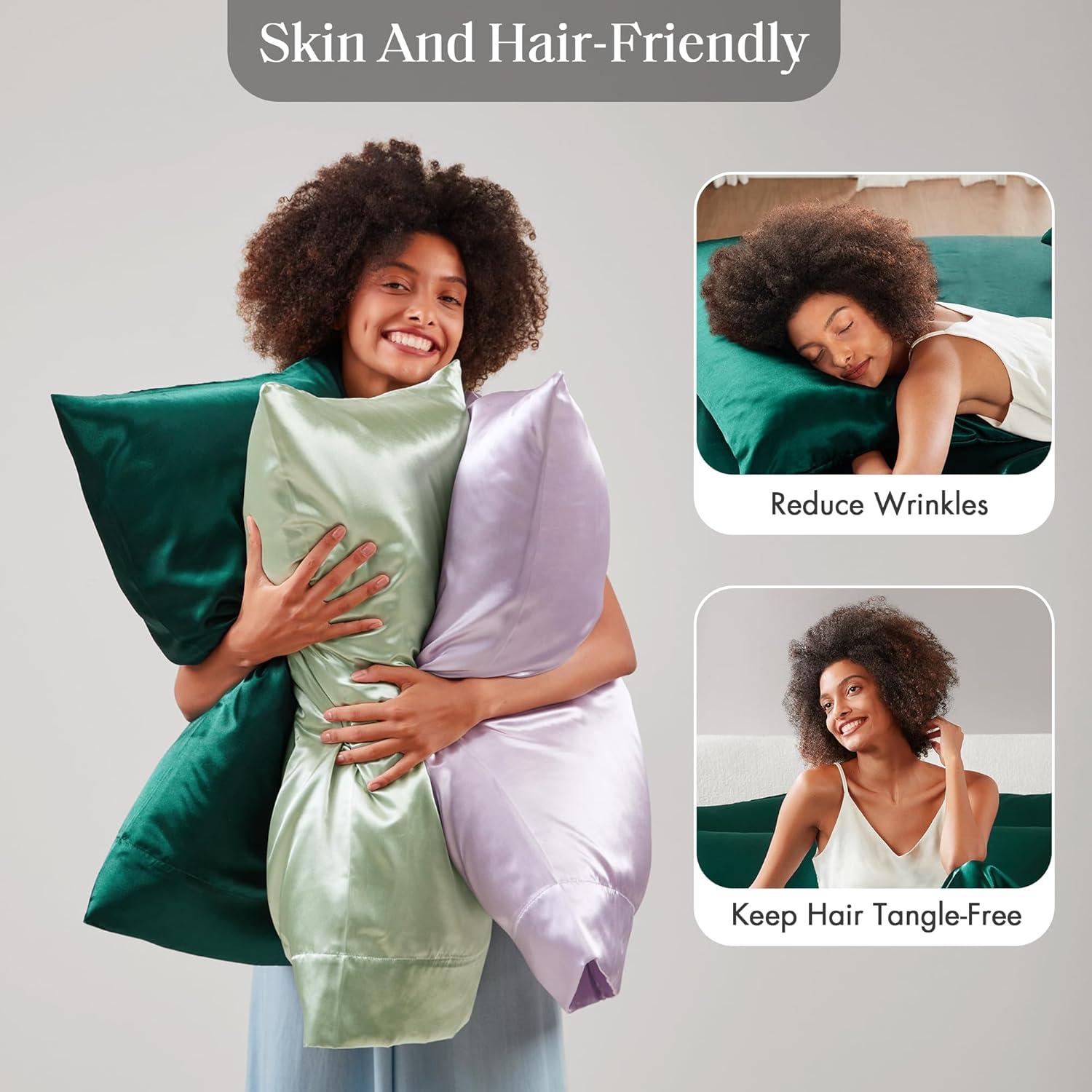 Madison Park King 2pc Satin Luxury Pillowcases Emerald