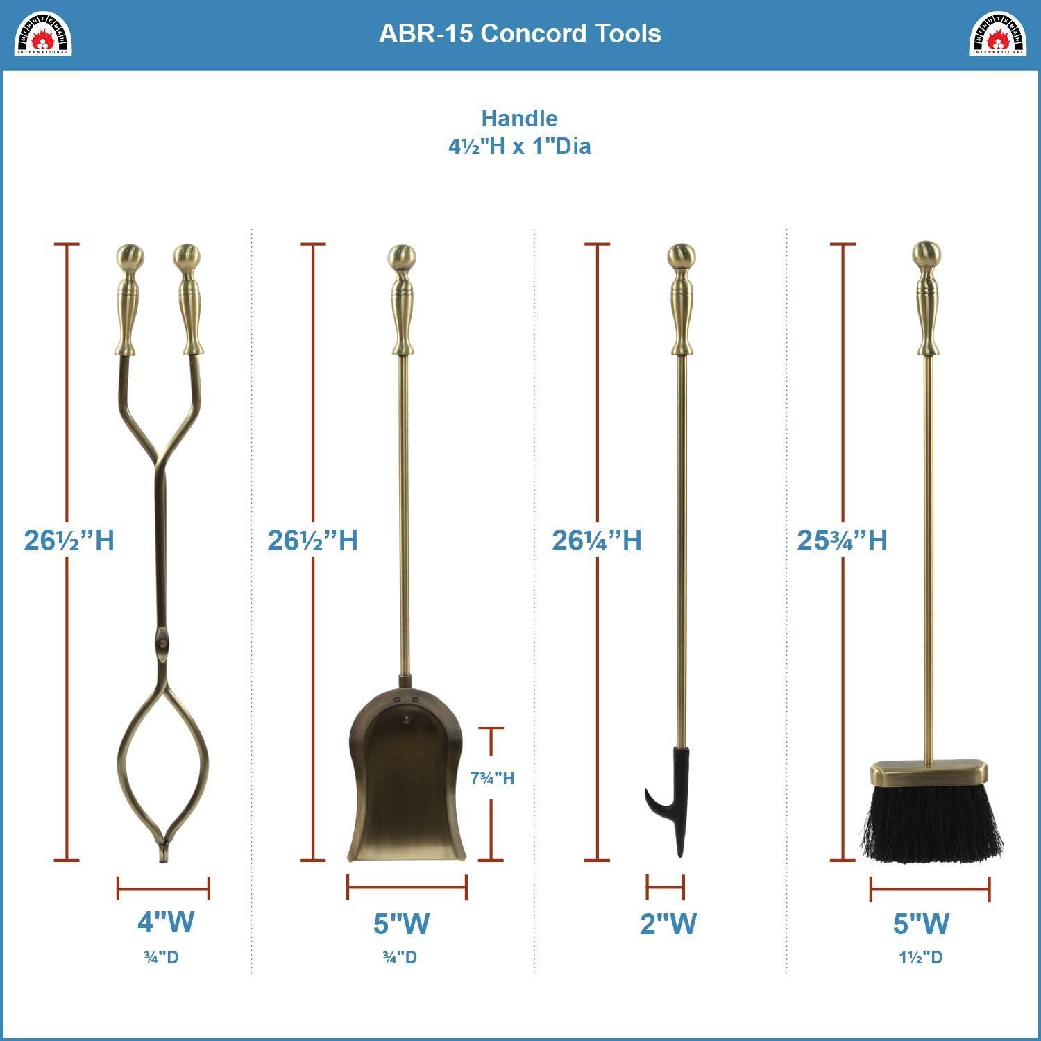 Achla Designs 2pc Concord Fireplace Tool Set Antique Brass Finish