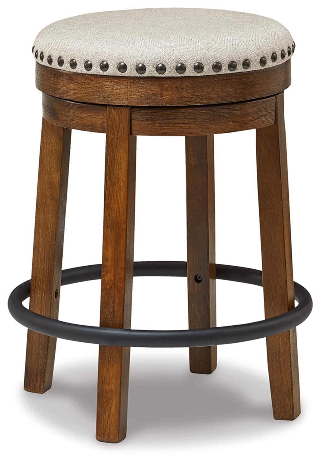 Gracie Oaks Marlar Swivel Upholstered Counter Stool with Solid Wood Frame