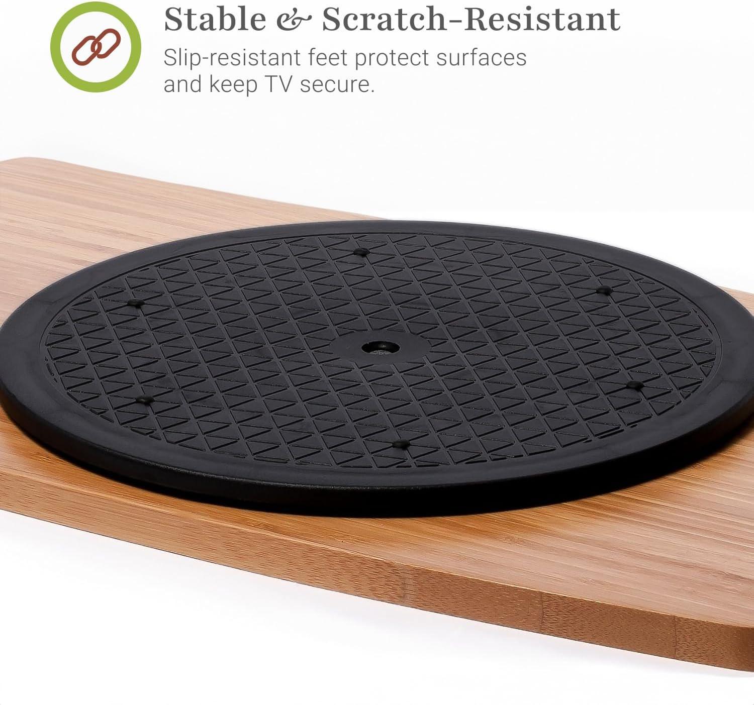 Prosumers Choice | Natural Bamboo TV Swivel Center Stand for TV, 21-Inch Base, Black 360Â° Rotation