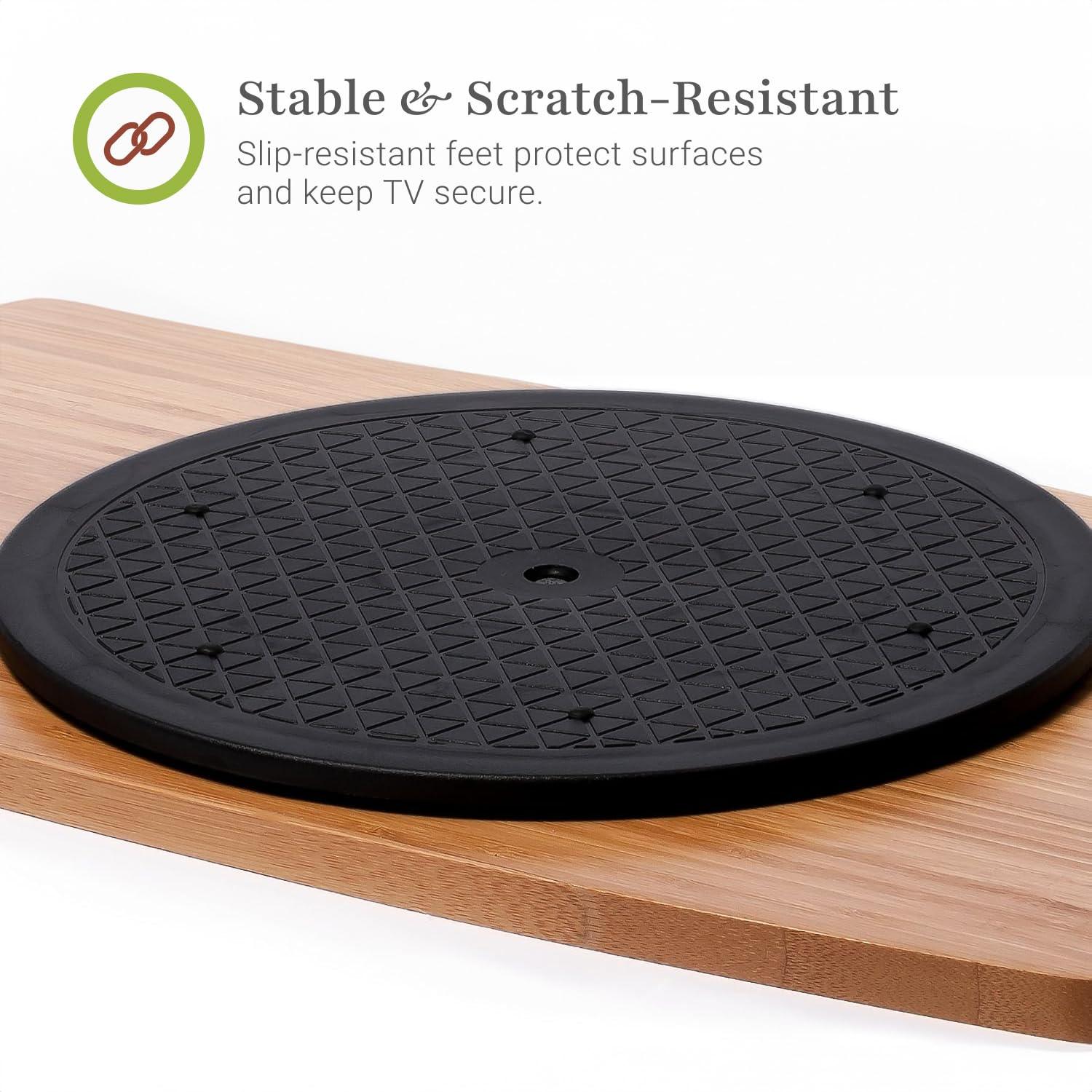 Prosumers Choice | Natural Bamboo TV Swivel Center Stand for TV, 21-Inch Base, Black 360Â° Rotation