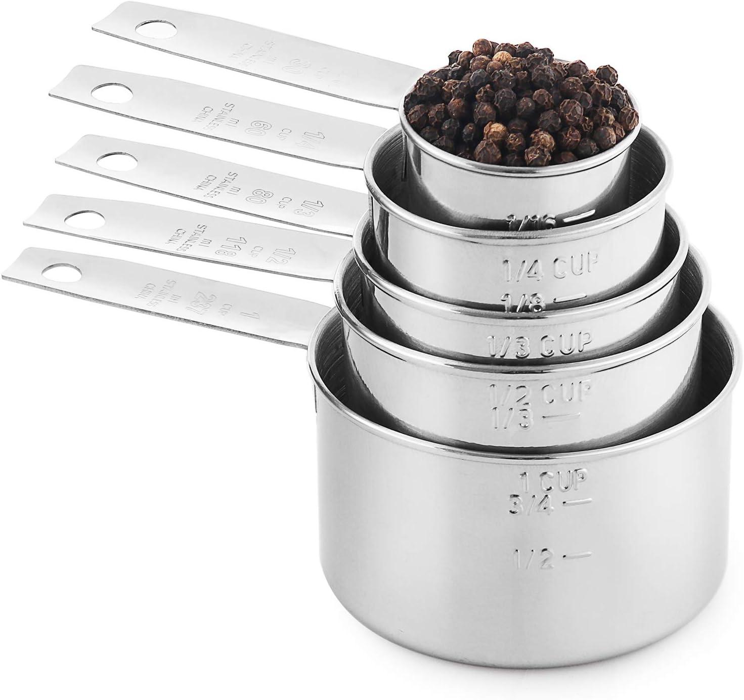 Stainless Steel Measuring Cups, Laxinis world 5 Piece Stackable Measuring Set (1)