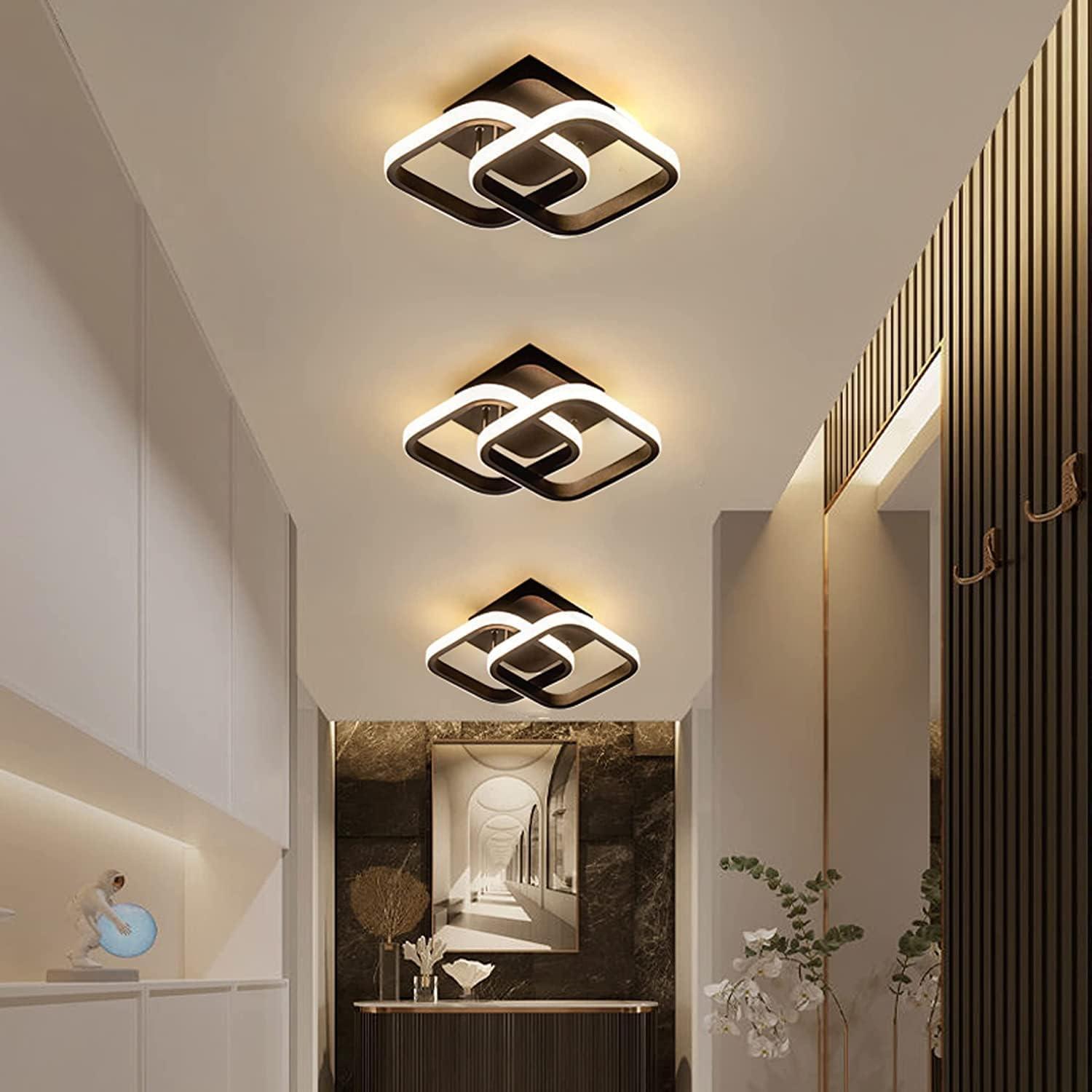ADISUN LED Ceiling Light 2 Rings Flush Mount LED Ceiling Lights Fixture Dimmable with Remote Control Aluminum Lighting Fixture, White