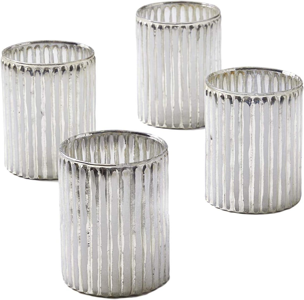 Serene Spaces Living Set Of 6 Pink Vintage Votive Holder, Tealight Holder, Stainglass Candle Holder, Ideal For Weddings, Parties, Indoor & Outdoor Events, Home Decor, Measures 2.5" Tall & 3" Diameter