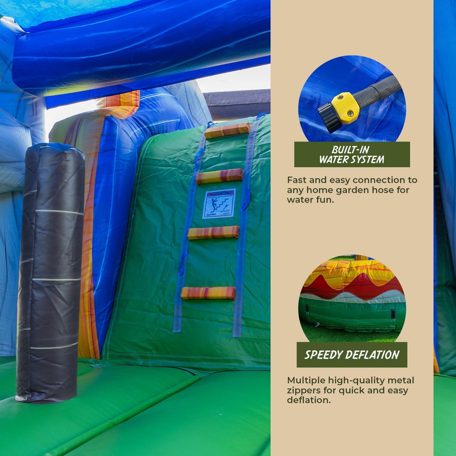 XJUMP Dinosaur Commercial Grade Bounce House Water Slide (with Pool and Blower)