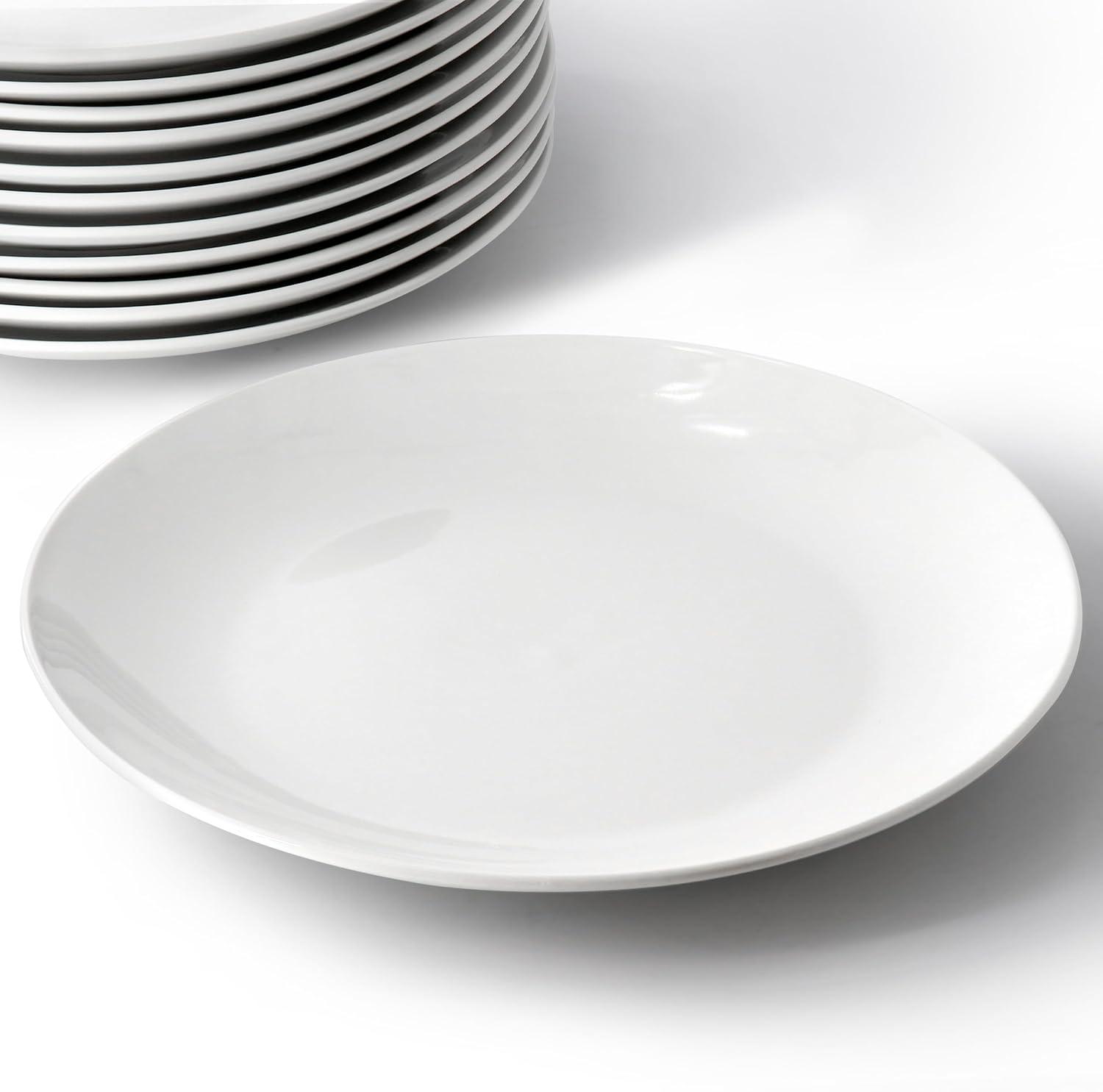 Classic White 8" Round Porcelain Salad/Dessert Plates Set