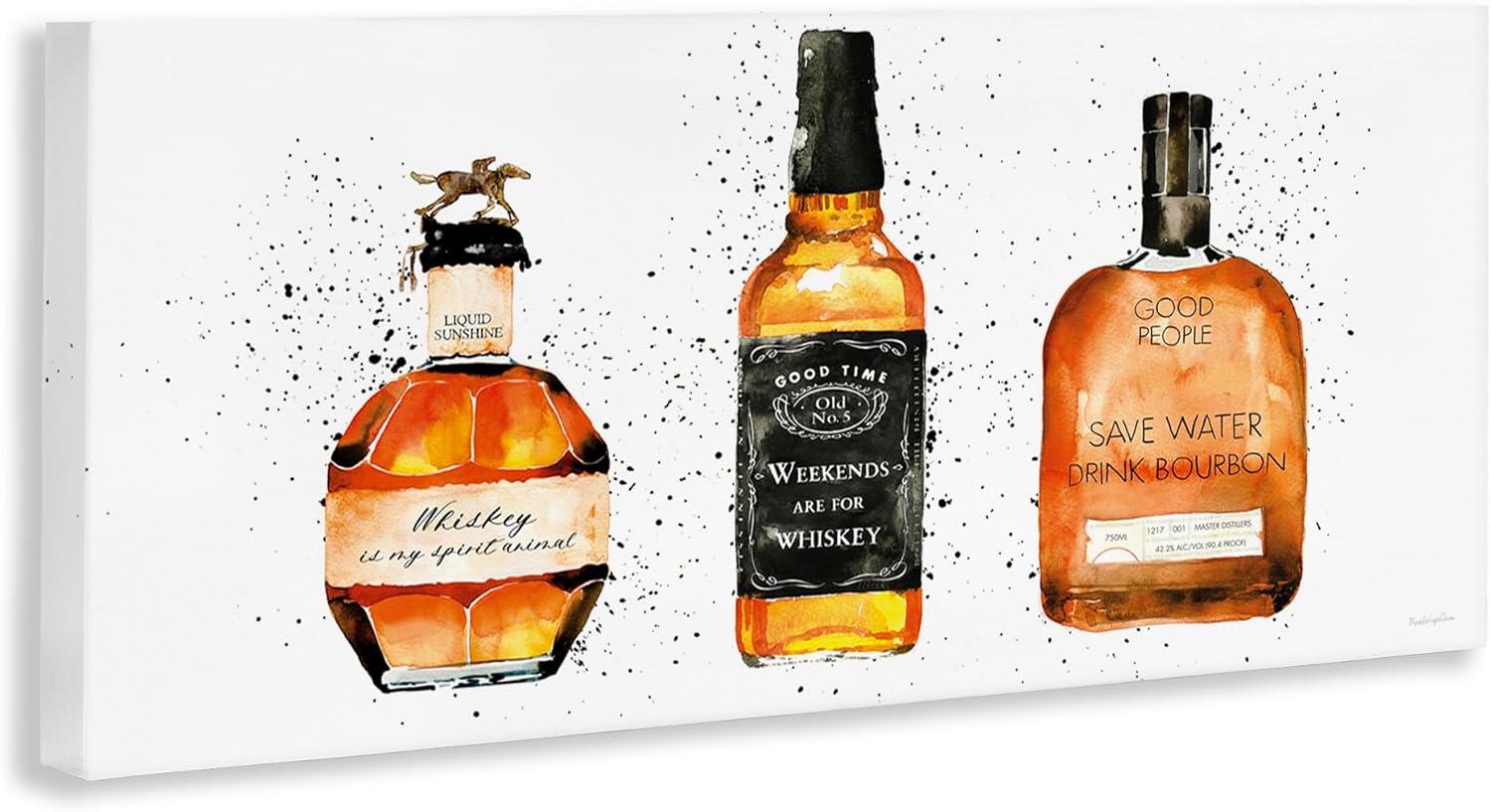 Stupell Industries Funny Whiskey Bottles Food & Beverage Painting Gallery Wrapped Canvas Print Wall Art, 24 x 10