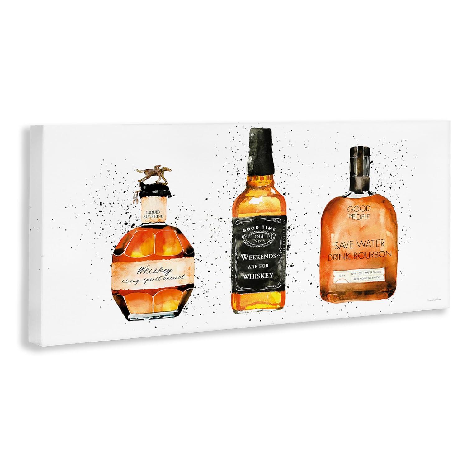 Stupell Industries Funny Whiskey Bottles Food & Beverage Painting Gallery Wrapped Canvas Print Wall Art, 24 x 10