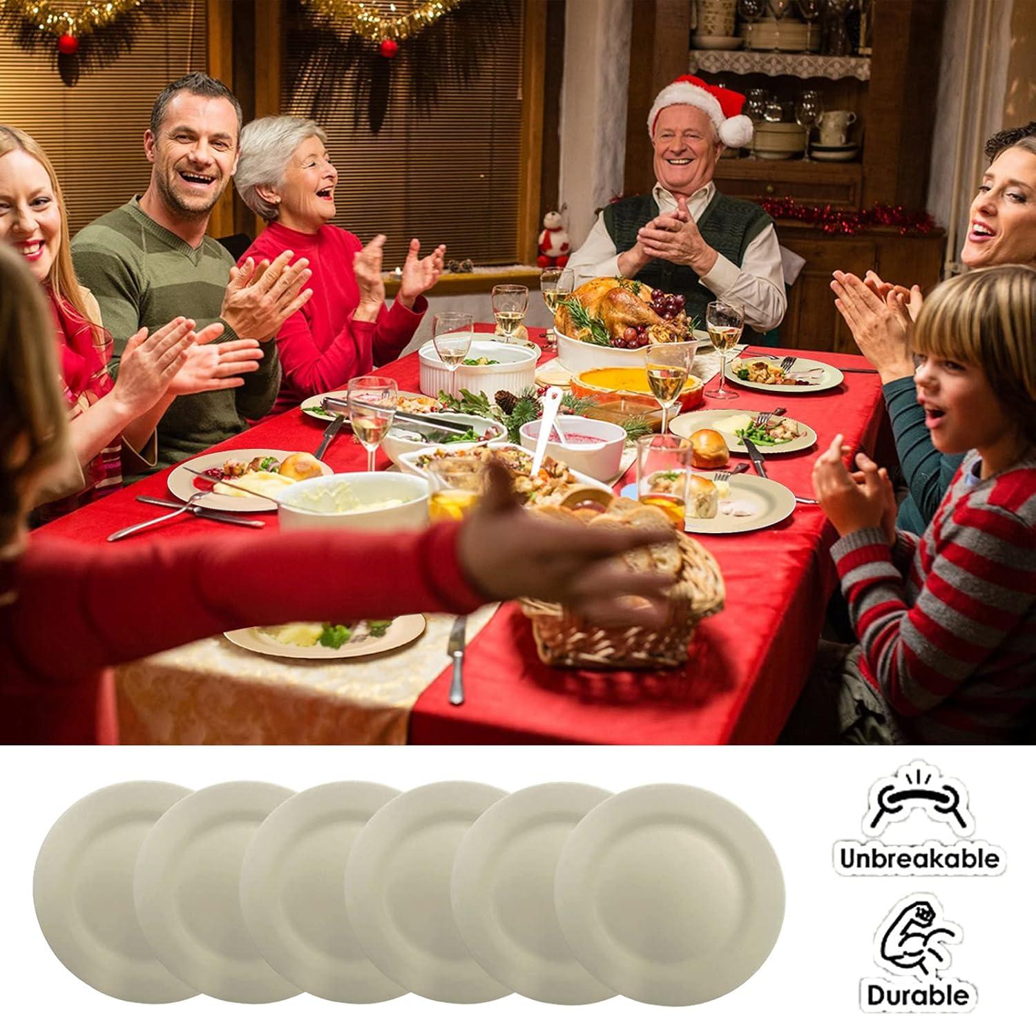 Juvale 6 Pack Unbreakable & Sturdy Wheat Straw Dinner Plates for Kids & Adults, Beige, 9 in
