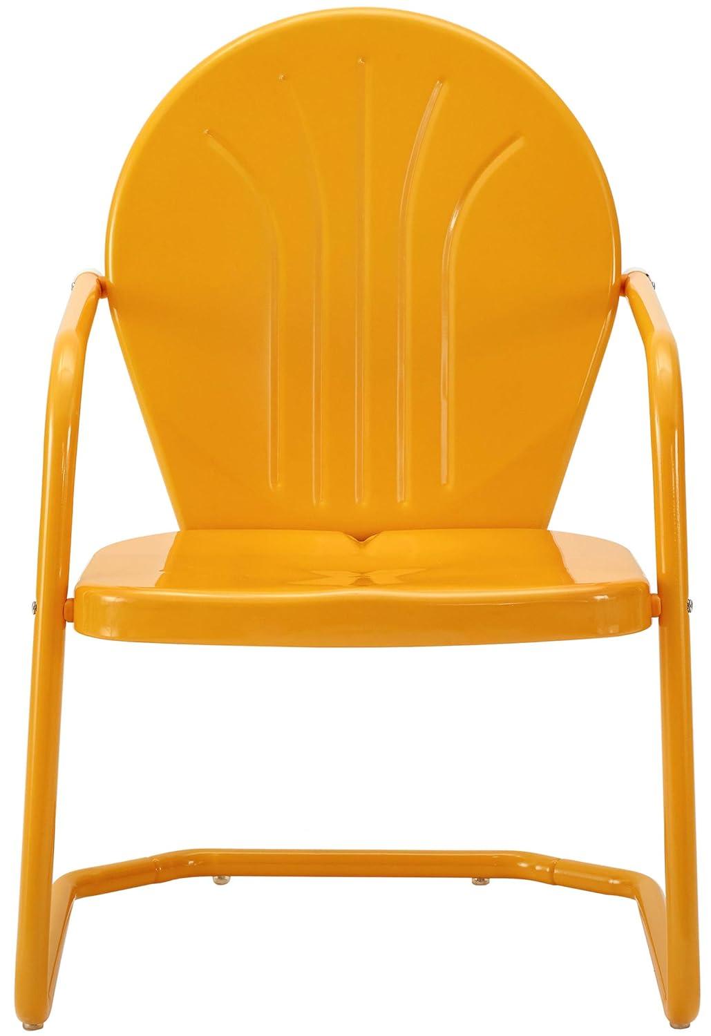 Crosley Furniture Griffith Outdoor Chair, Retro Metal Patio Chairs for Dining, Porch, Deck, Balcony, Tangerine