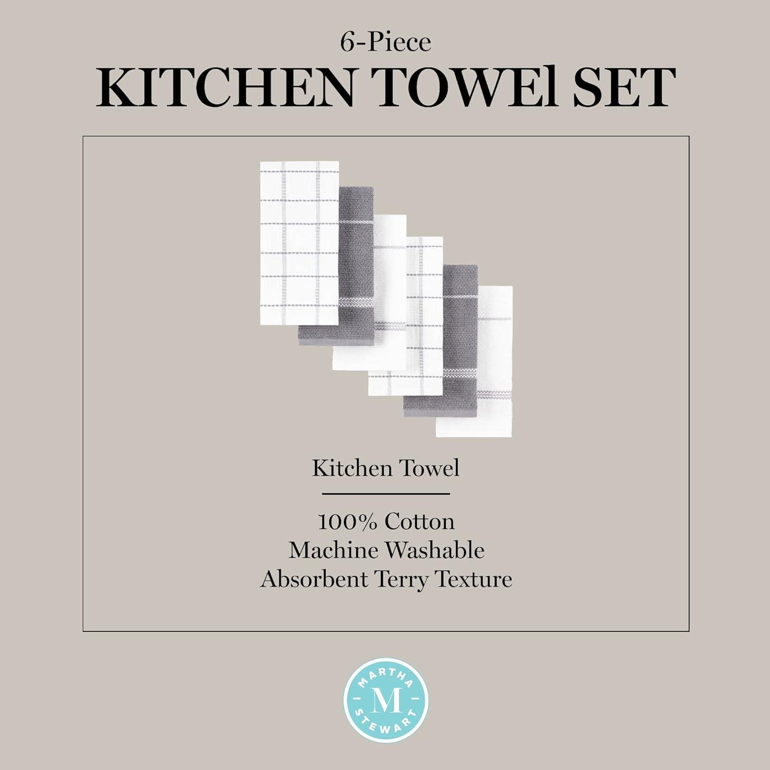 Martha Stewart Martha Stewart Modern Waffle Kitchen Towel Set 6-Pack, Linen, 16"x28" (Set of 6)
