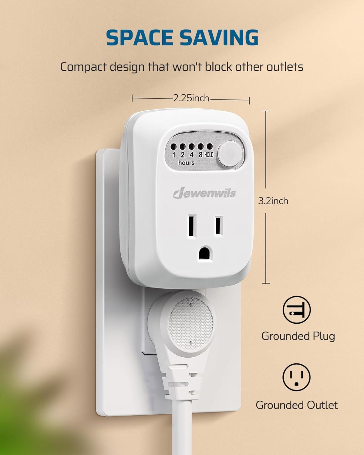Indoor Countdown Timer Outlet, Timers for Electrical Outlets, Auto Shut Off Safety Outlet, 1-3-Prong Grounded Outlet