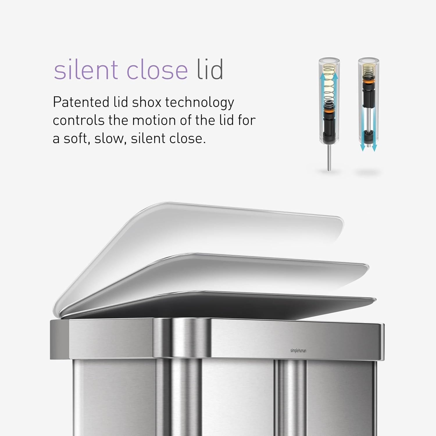 Simplehuman 58L / 15.3 Gallon Hands-Free Dual Compartment Recycling Kitchen Step Trash Can with Lid